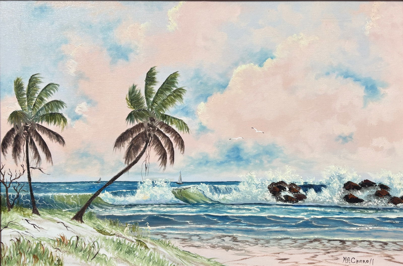 Harold Newton, Florida Highwaymen Painting “Wind, Dune, and Memory" 24 x 48 (1 of 5)