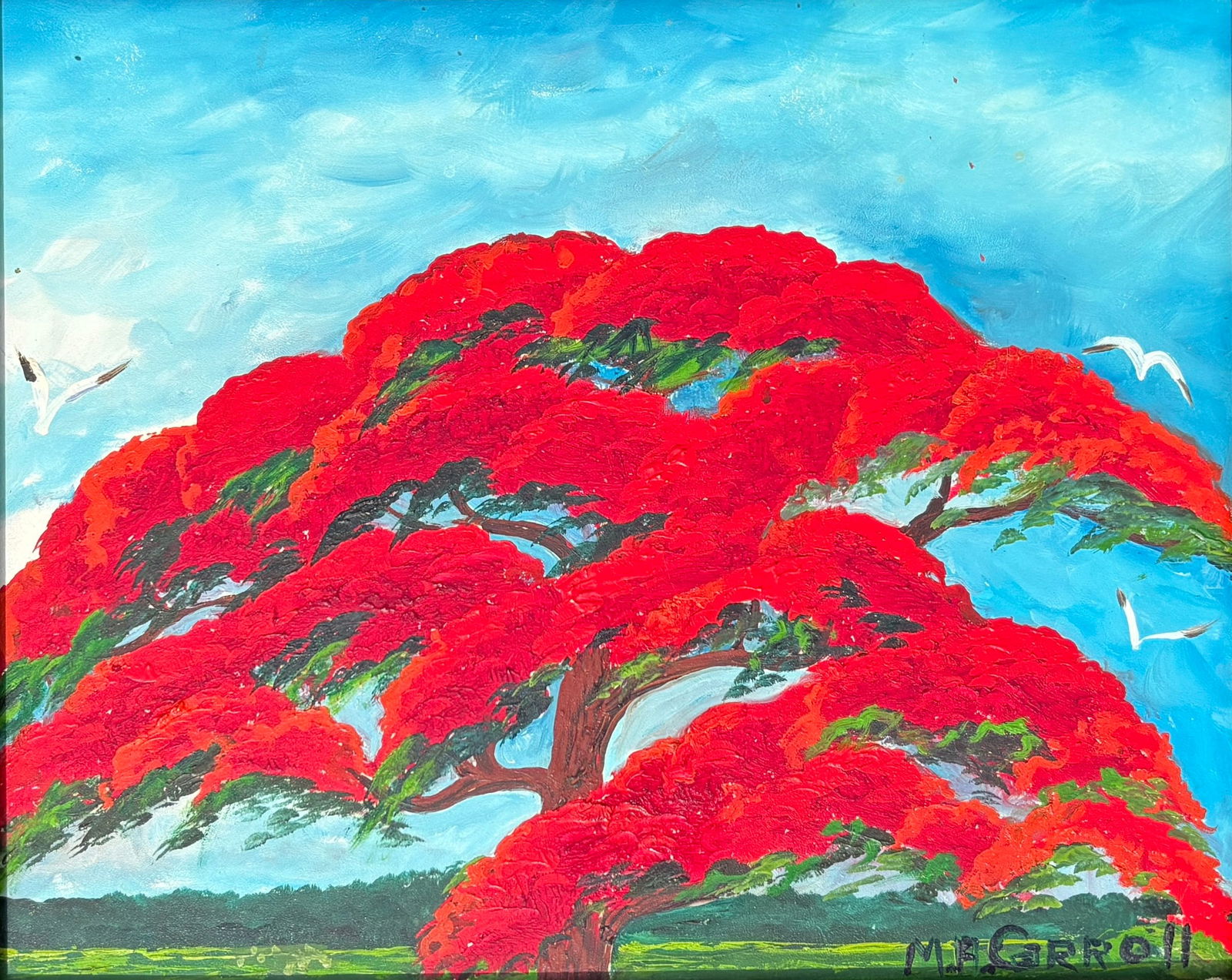 Mary Ann Carroll, Florida Highwaymen Painting “Crown of Scarlet in Open Sky" 8 x 10 (1 of 4)