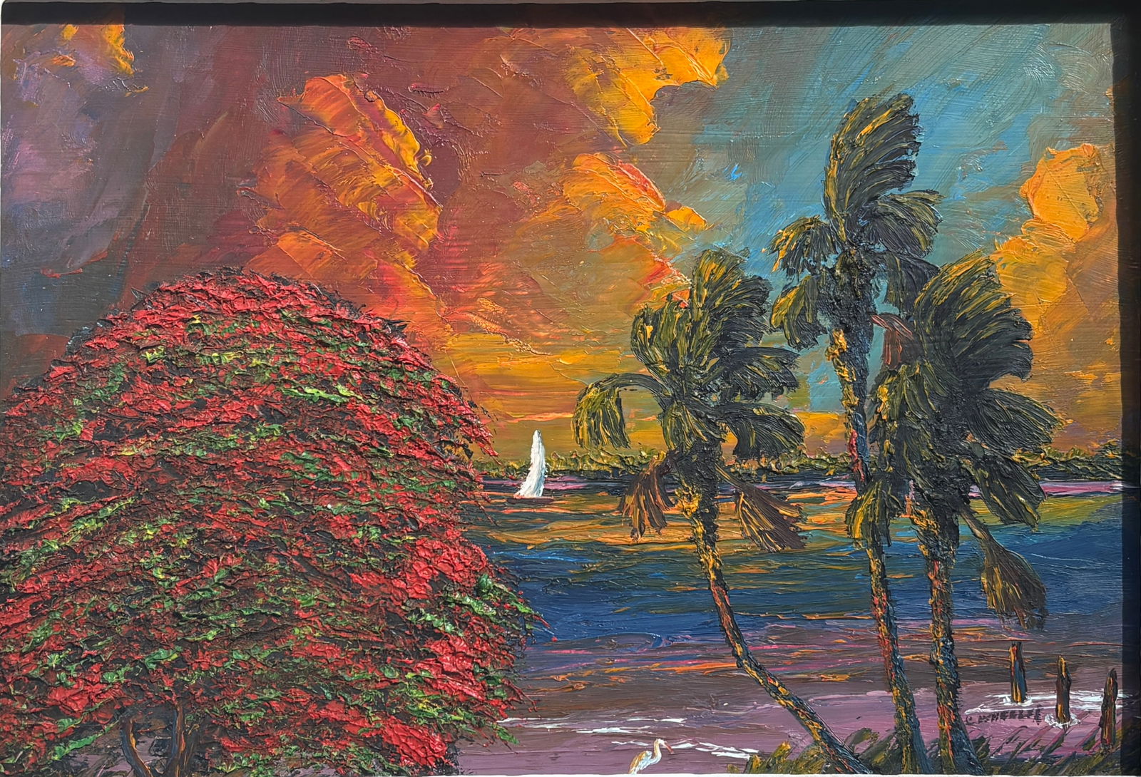 Chico Wheeler, Florida Highwaymen Painting “Paradise Under Pressure" 12 x 16 (1 of 5)
