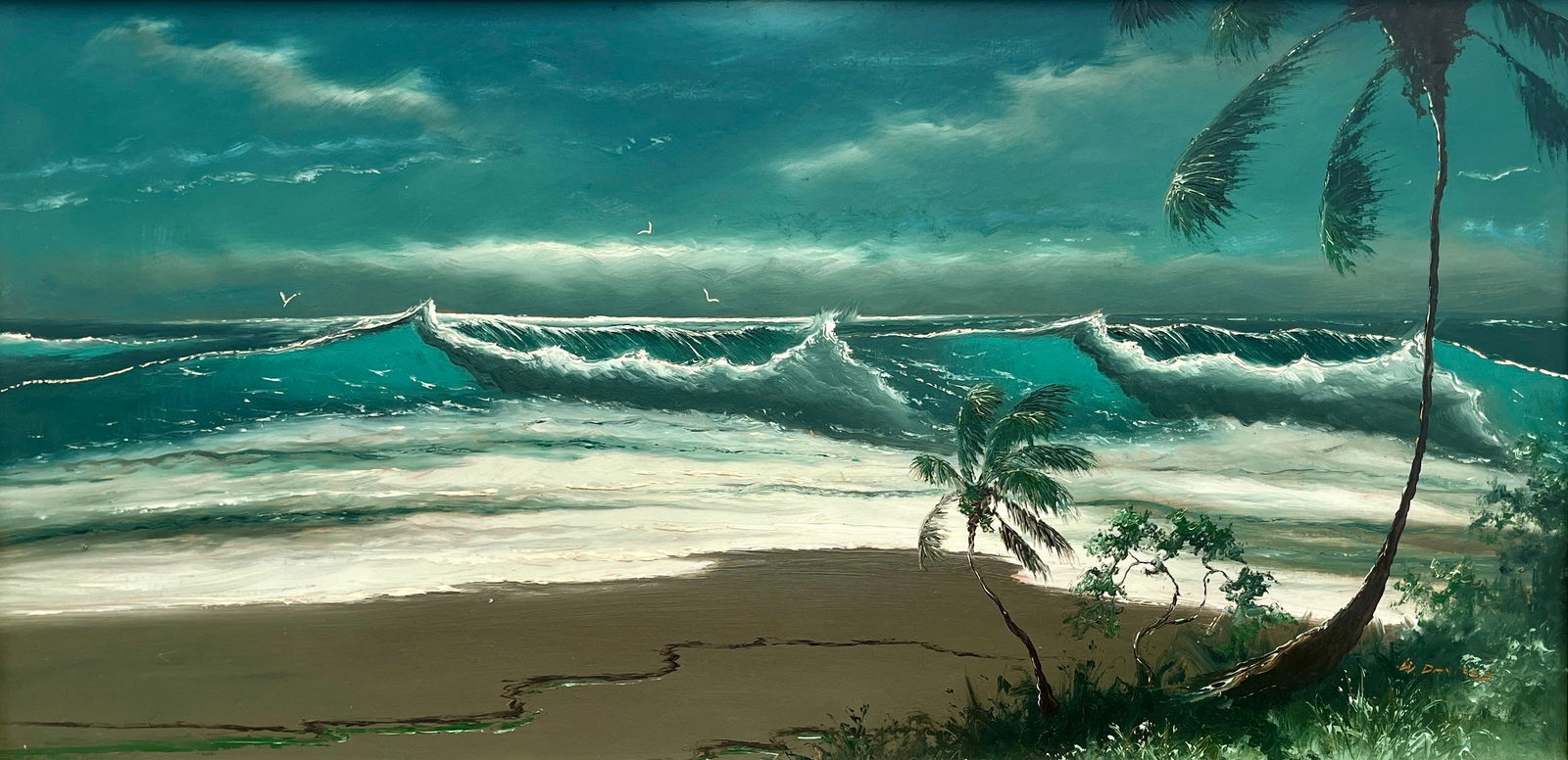 Willie Daniels, Florida Highwaymen Painting, “Three Trees at the Turning Tide,” 24 x 48 (1 of 5)