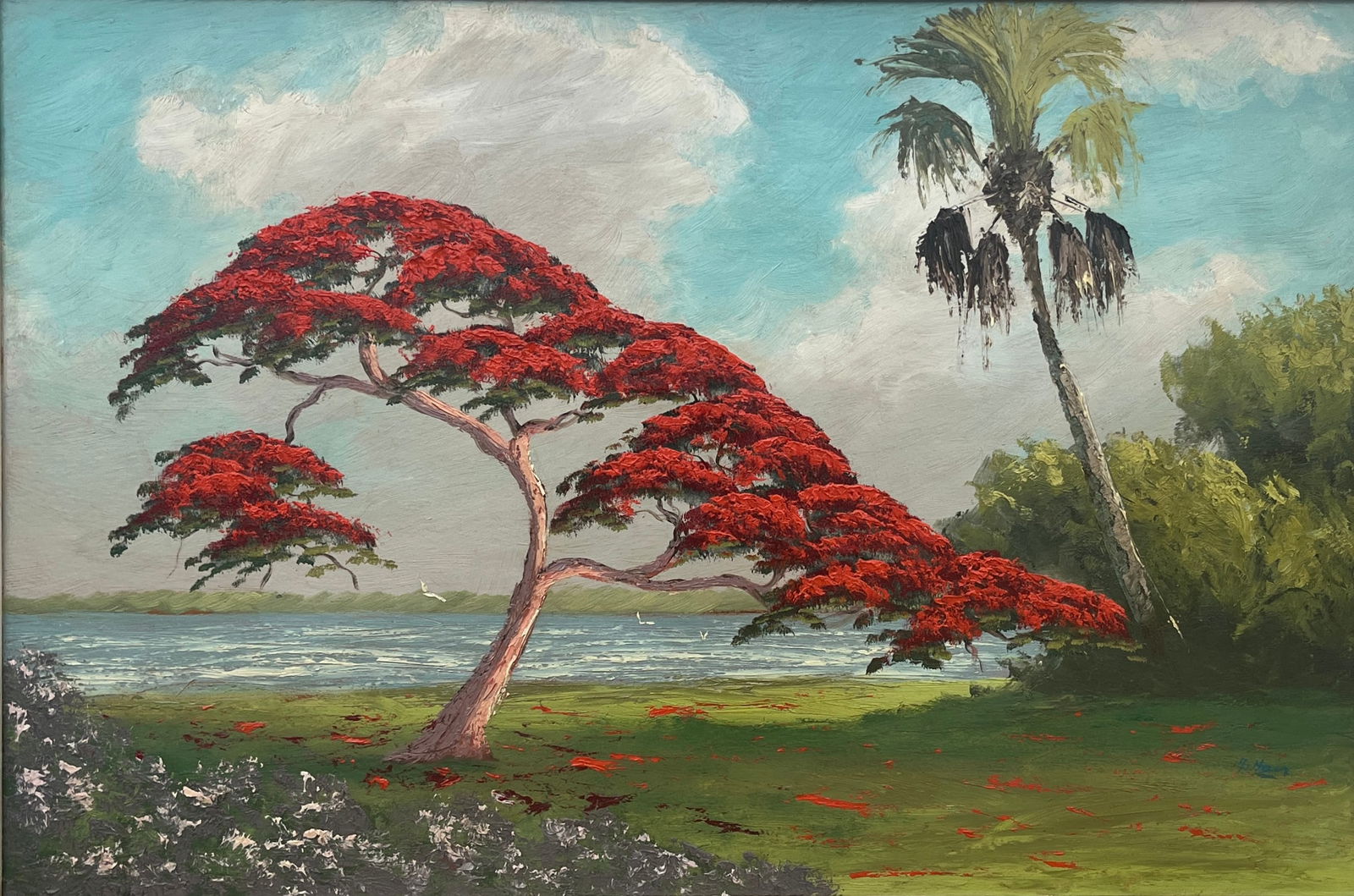 Livingston Roberts, Florida Highwaymen Painting, “Sunset Reflections on Quiet Water", 30x24 (1 of 5)