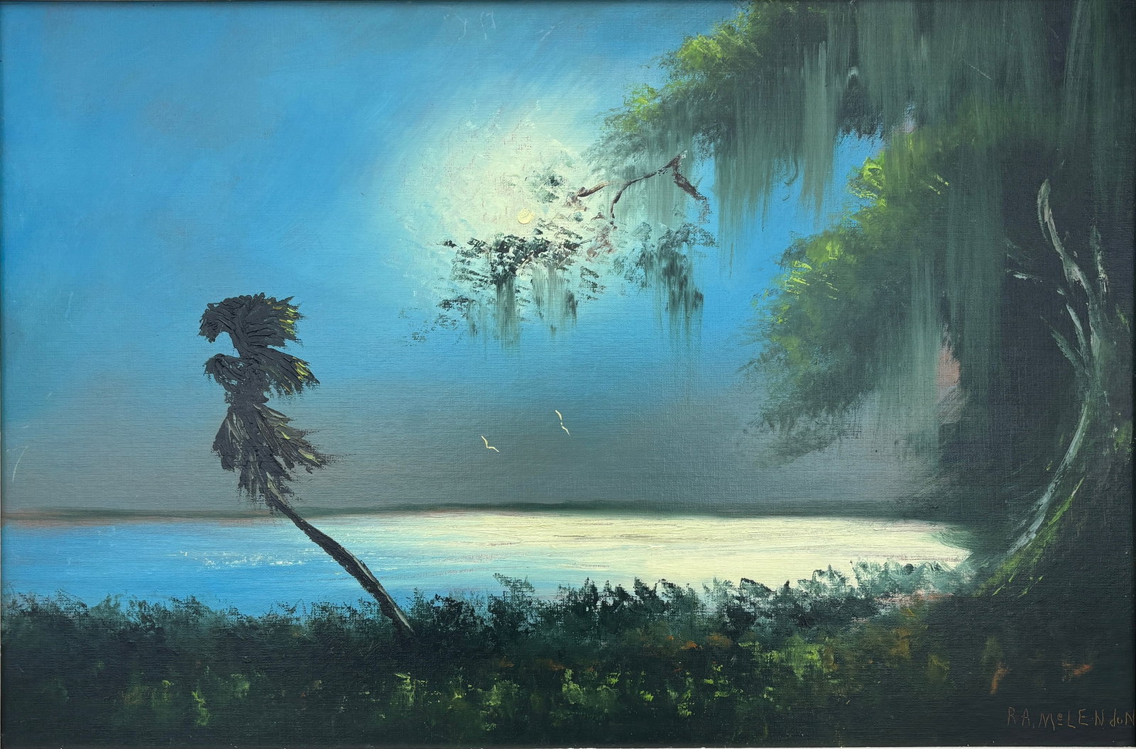 Roy McLendon, Florida Highwaymen Painting, 24 x 36 — A Sleepy River Scene (1 of 5)