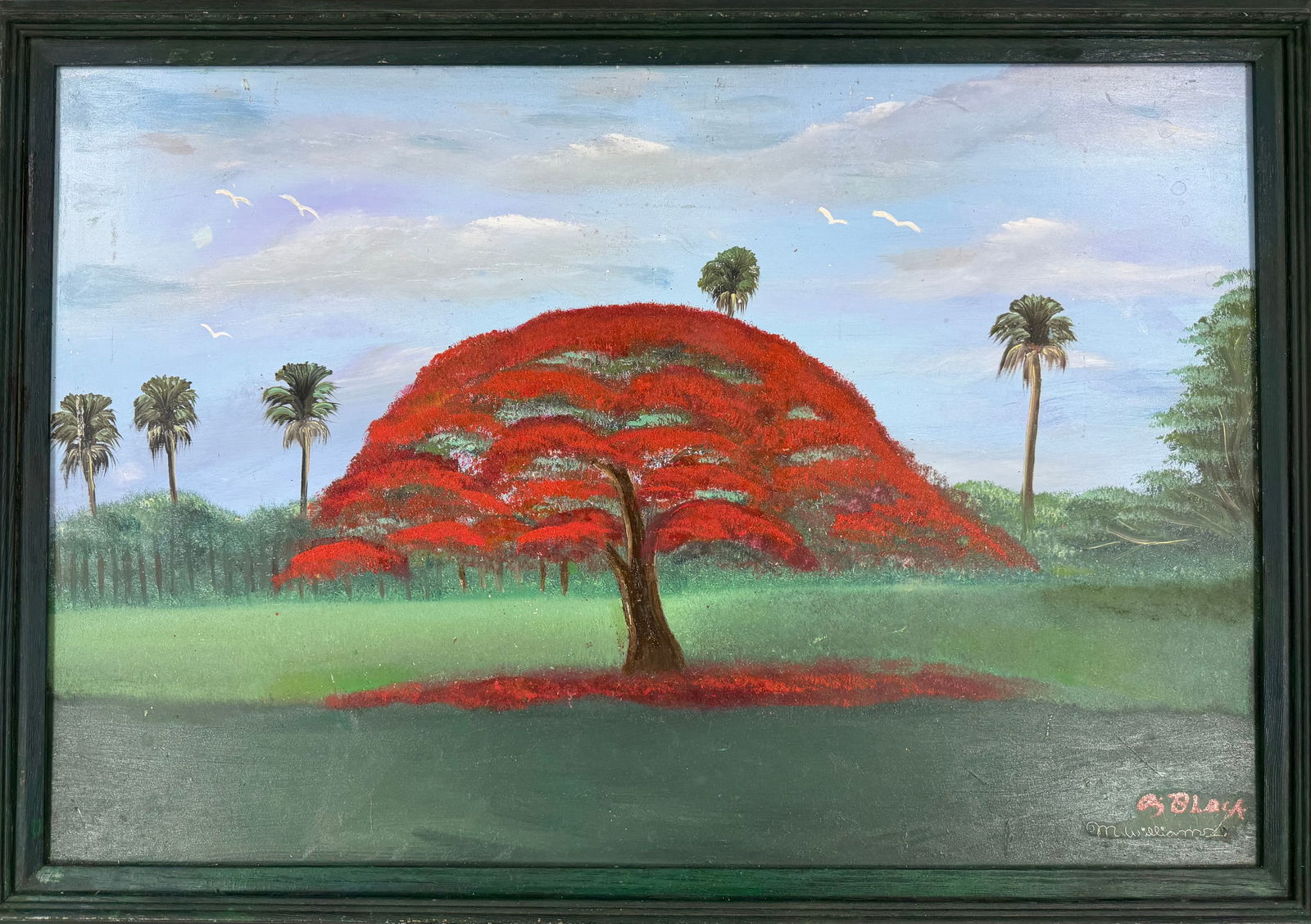 Al Black and Mark Williams, Florida Highwaymen Collaboration Painting, 24 x 36 — Centered in: Al Black and Mark Williams Collaboration ?Oil on Canvas Board ?Frame Dimensions 28 x 40 inches ?Painting Dimensions 24 x 36 inches A rare and compelling collaborative work combining the unmistakable h