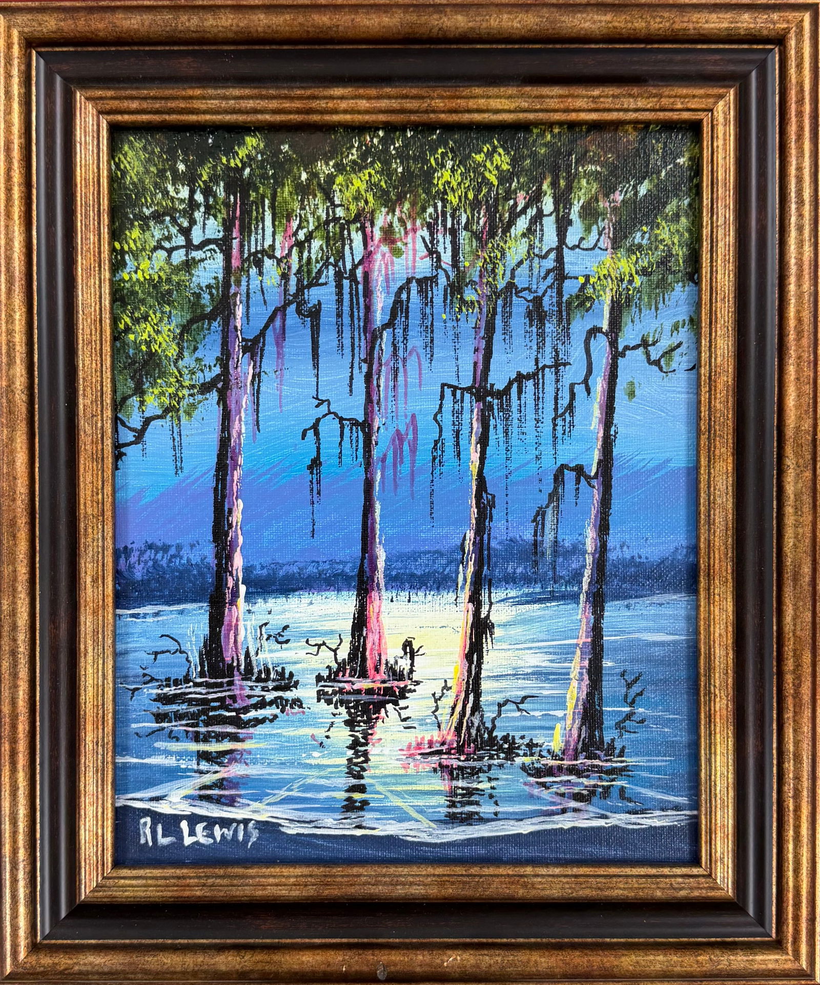 R.L. Lewis, Florida Highwaymen Painting, 8 x 10, Blue Hour Cypress (1 of 4)
