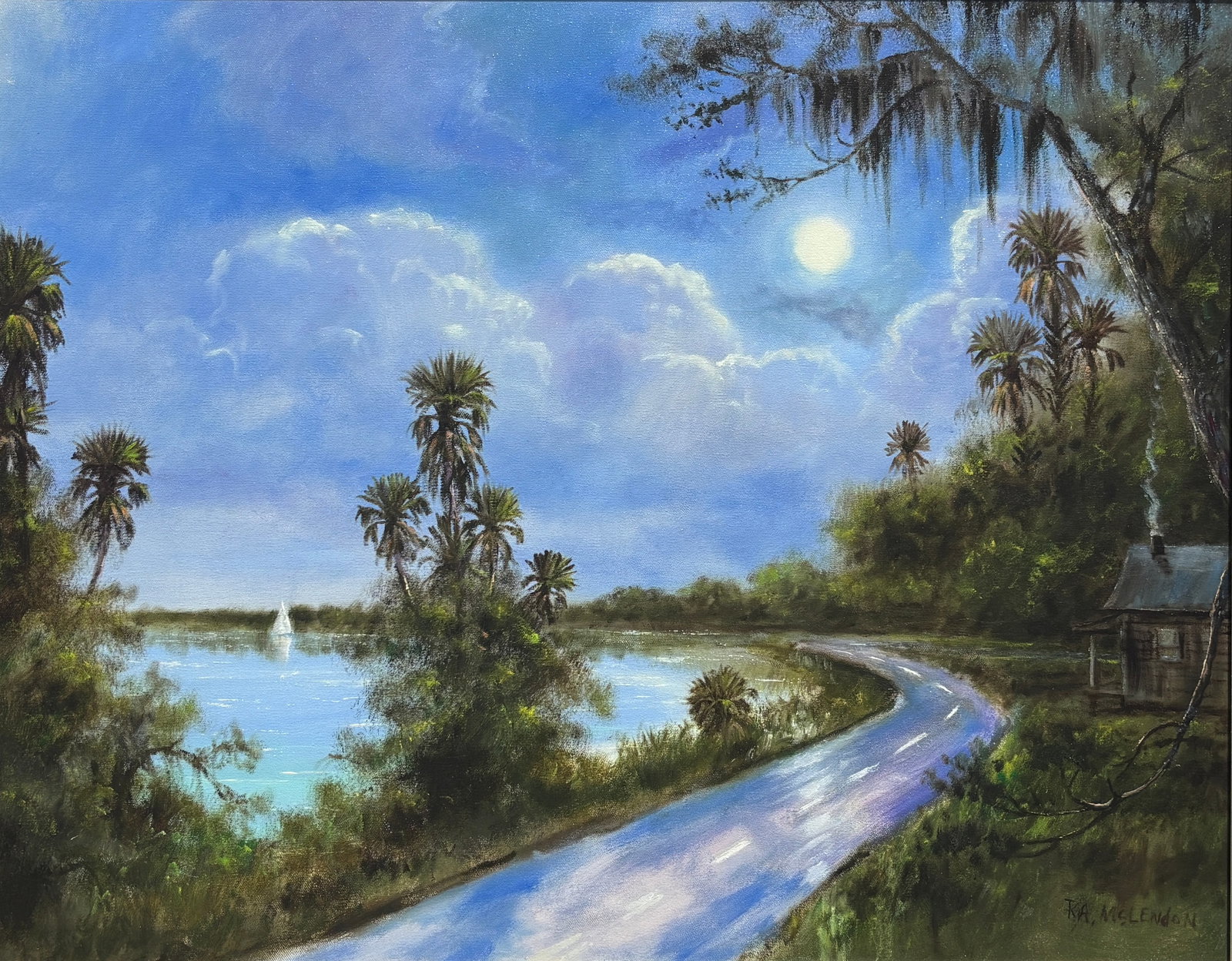 R.A. McLendon, Florida Highwaymen Painting, 24 x 30 — The Long Way Around (1 of 5)