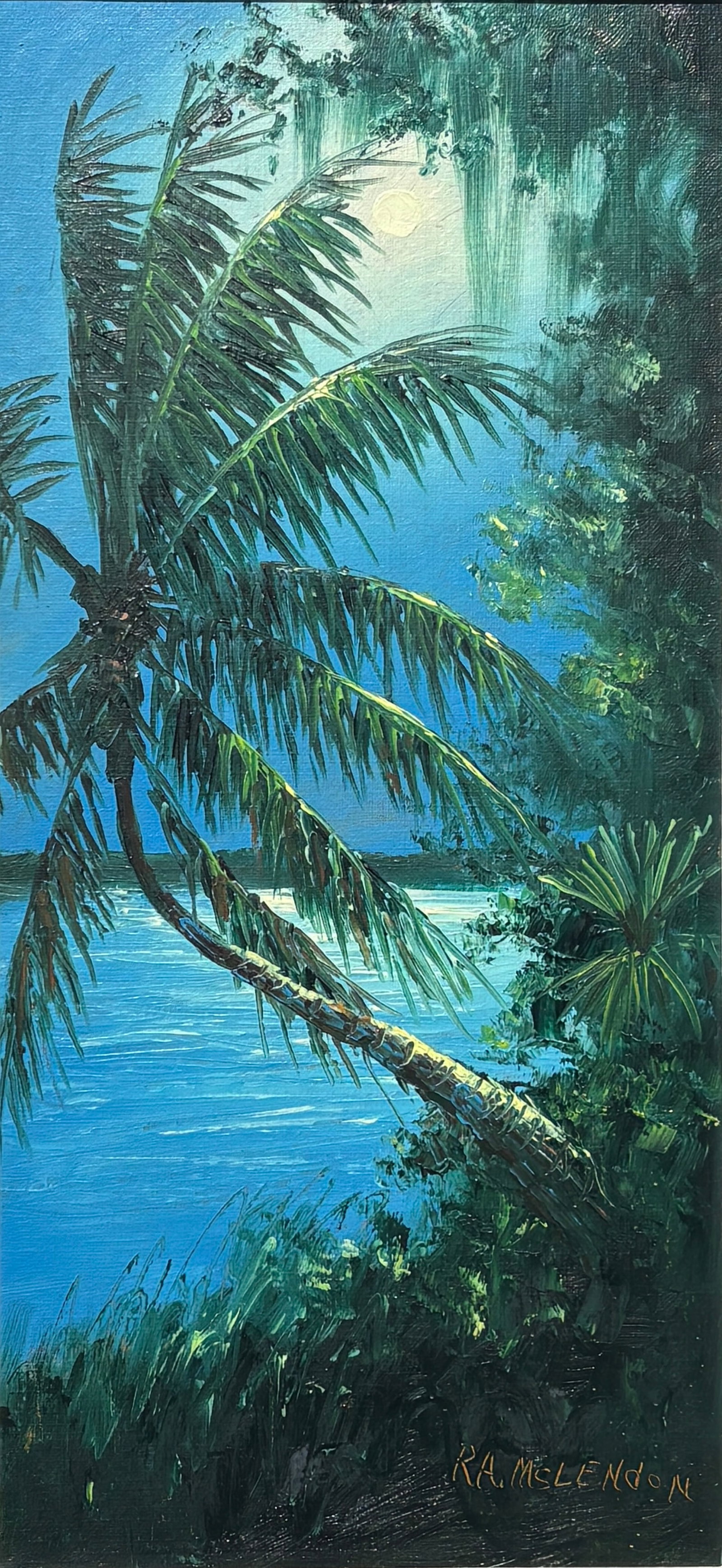 R.A. McLendon, Florida Highwaymen Painting, 12 x 24 — Green Holds the Night (1 of 5)