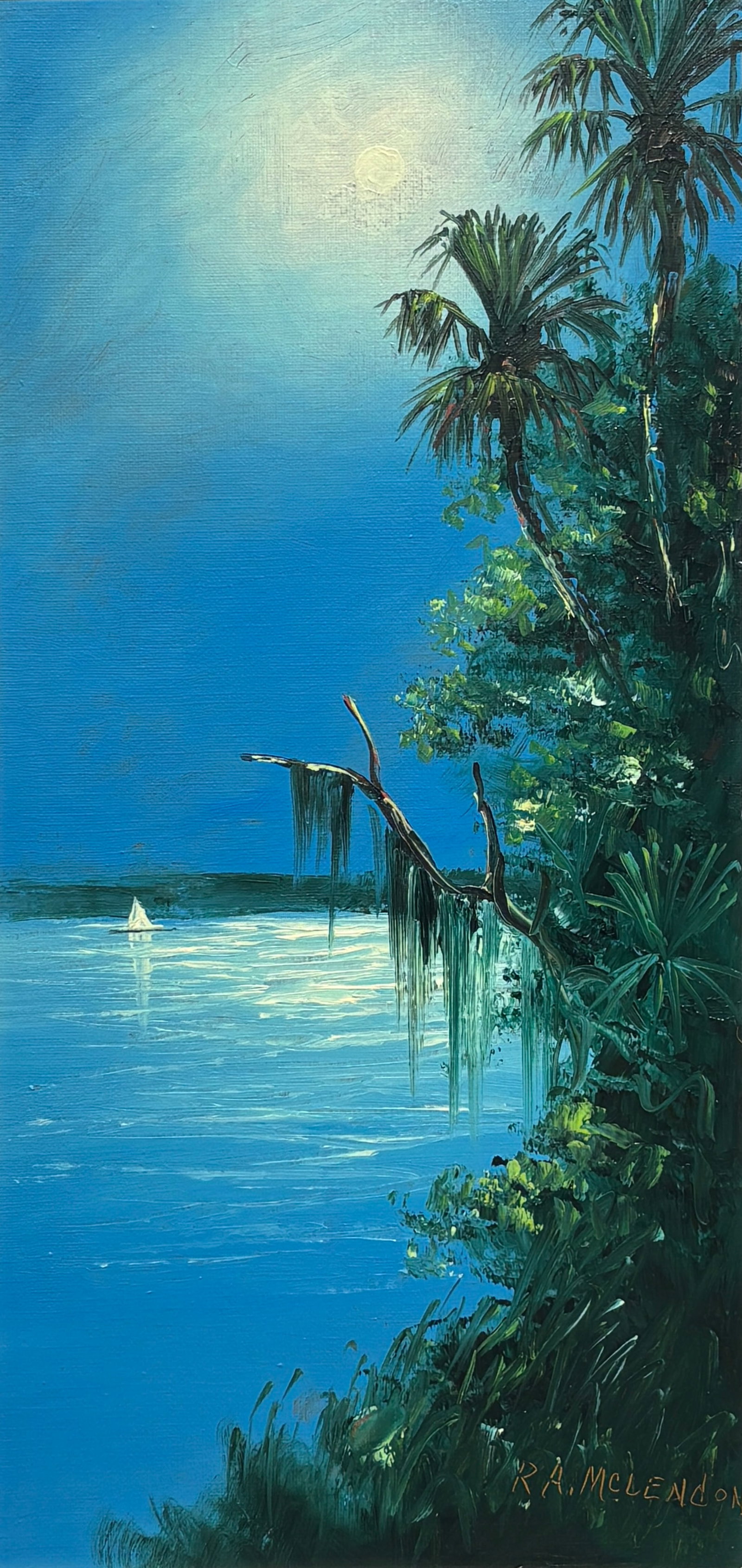R.A. McLendon, Florida Highwaymen Painting, 12 x 24 — The Night Stays Blue (1 of 5)