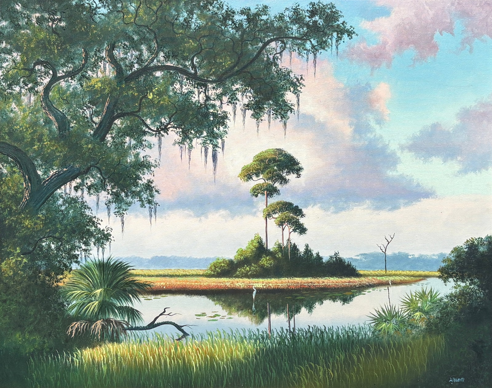 Livingston Roberts, Florida Highwaymen Painting, 24 x 30 — This Is Why You Don’t Sleep on Canvas (1 of 5)