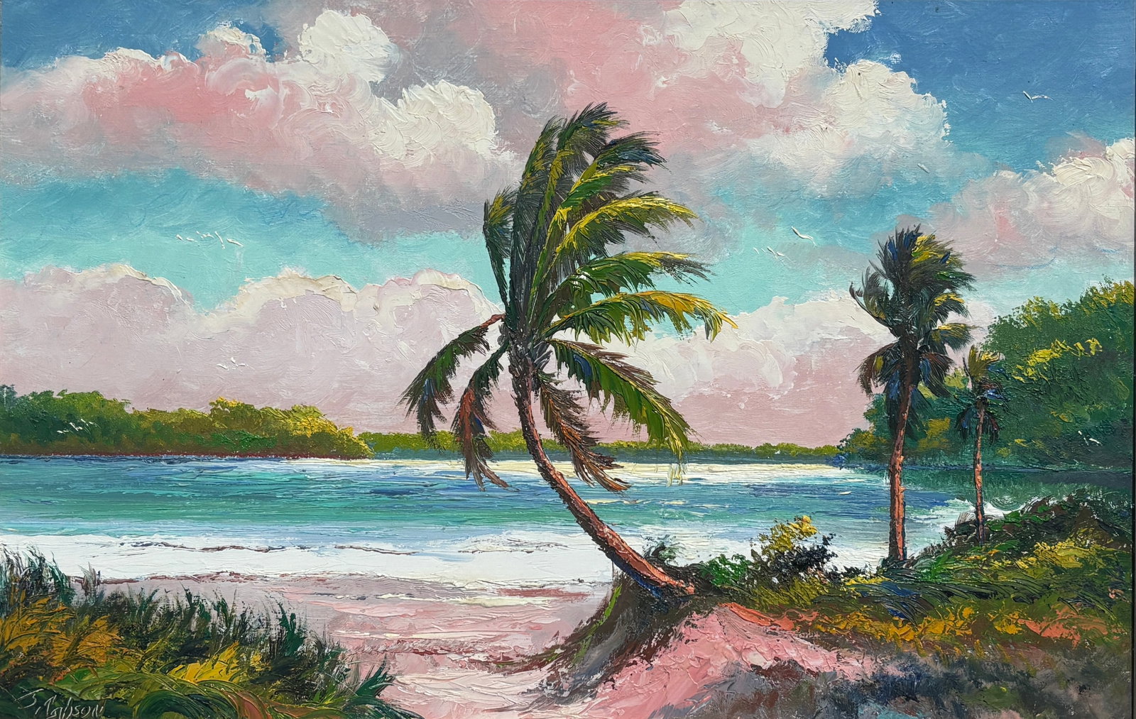 James Gibson, Florida Highwaymen Painting, 19 x 30 — Cotton Candy Cove (1 of 5)