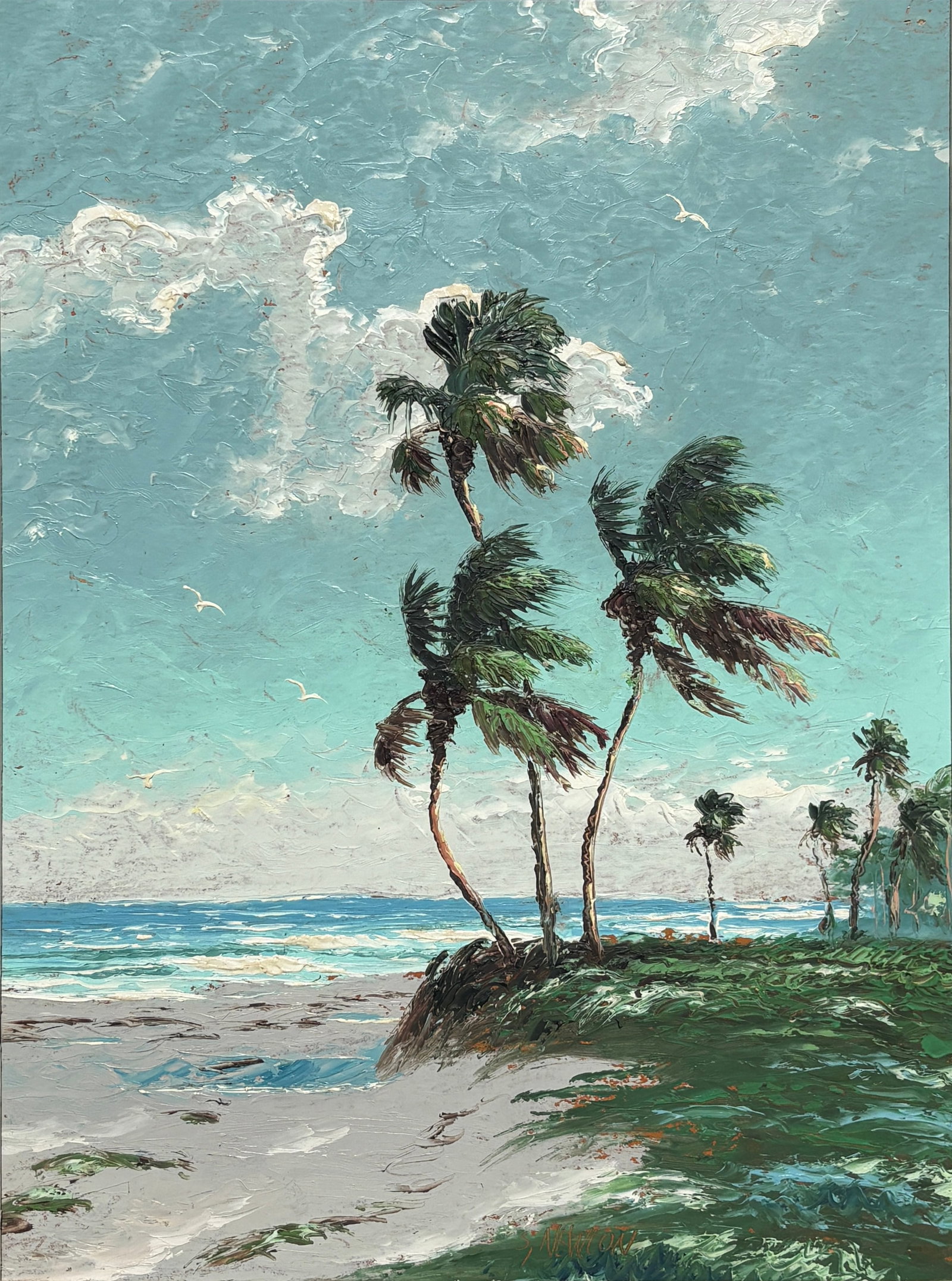 Sam Newton, Florida Highwaymen Painting, 18 x 24 — That Look, in the Breeze (1 of 5)