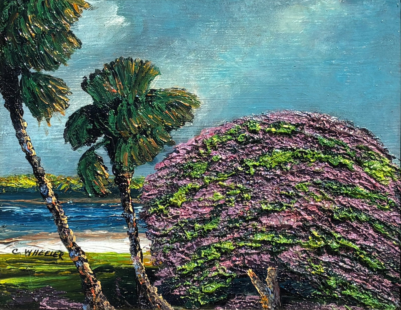 Chico Wheeler, Florida Highwaymen Painting, 8 x 10 — Jacaranda, Pushed in Color (1 of 4)