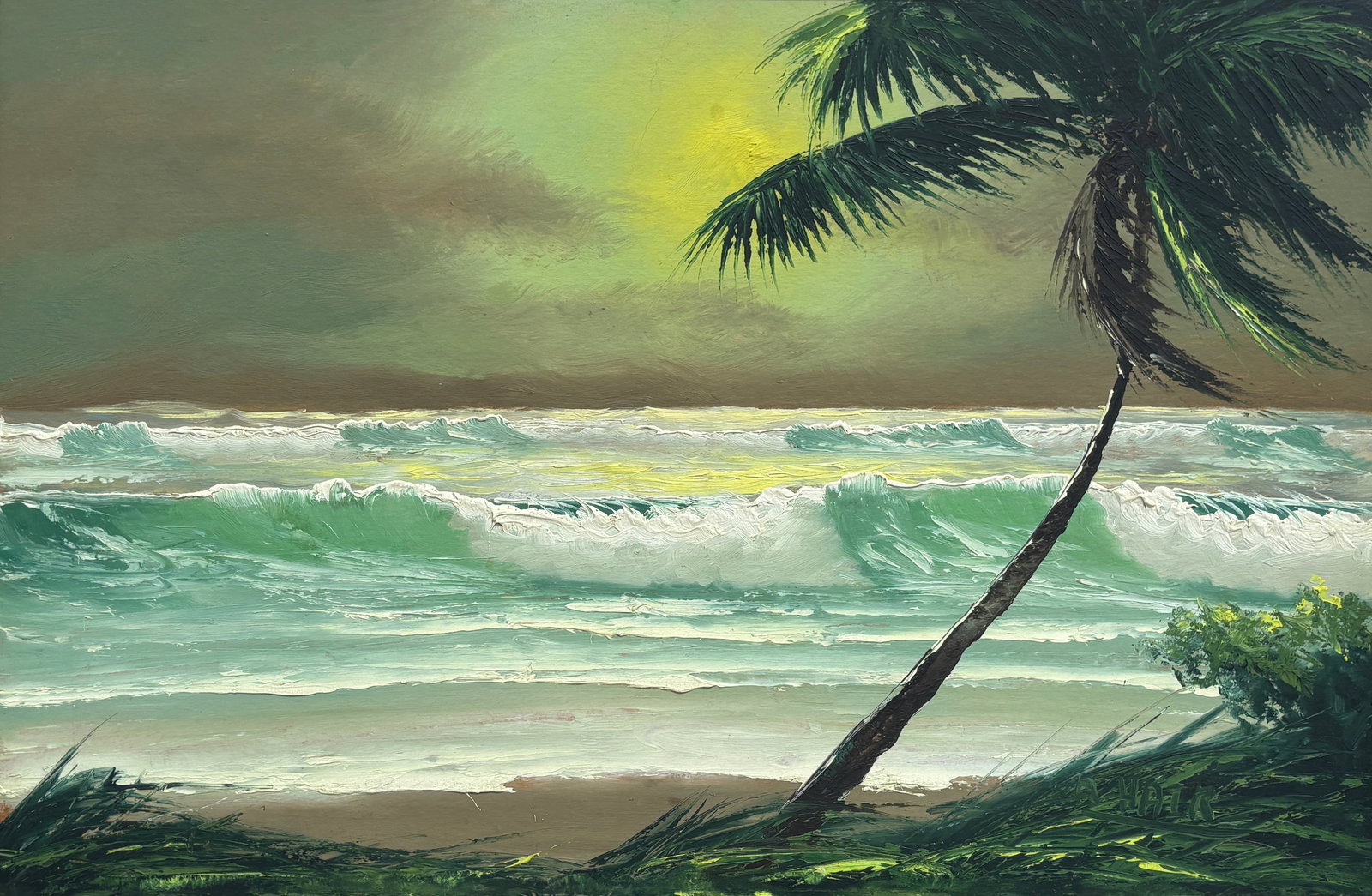 Alfred Hair, Florida Highwaymen Painting, 24 x 36 — Signature Swing at storms Edge (1 of 5)