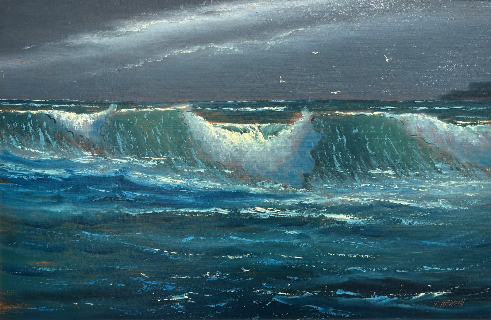 Sam Newton, Florida Highwaymen Painting, 24 x 36 — The Ocean After Dark (1 of 5)