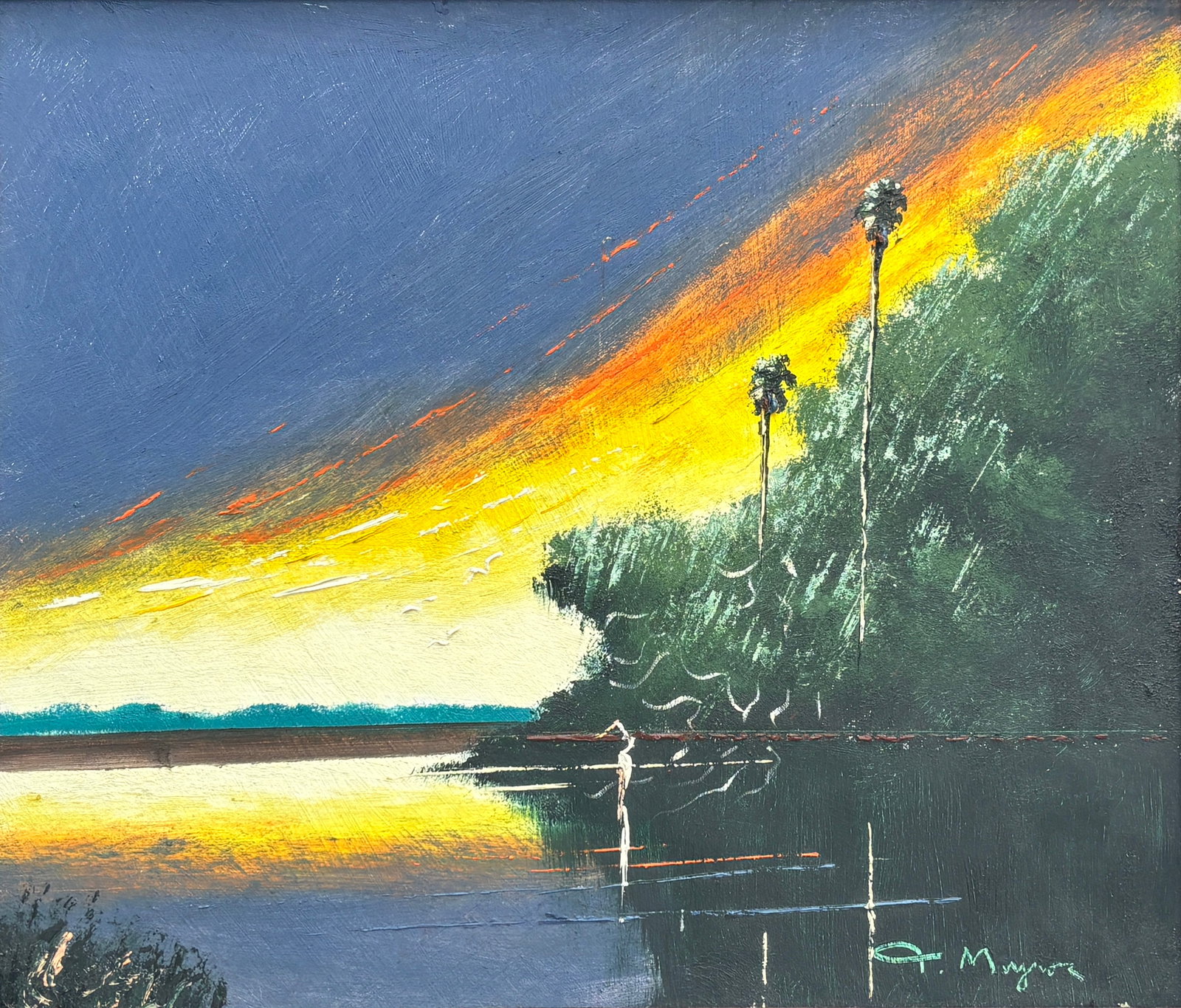 John Maynor, Florida Highwaymen Painting, 12 x 14 — The Line of Fire (1 of 5)