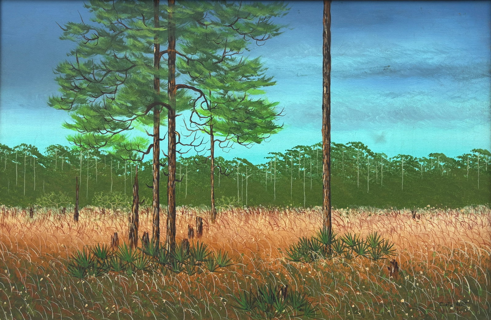 Curtis Arnett, Florida Highwaymen Painting, 24 x 36 — Too Tall Pines (1 of 5)