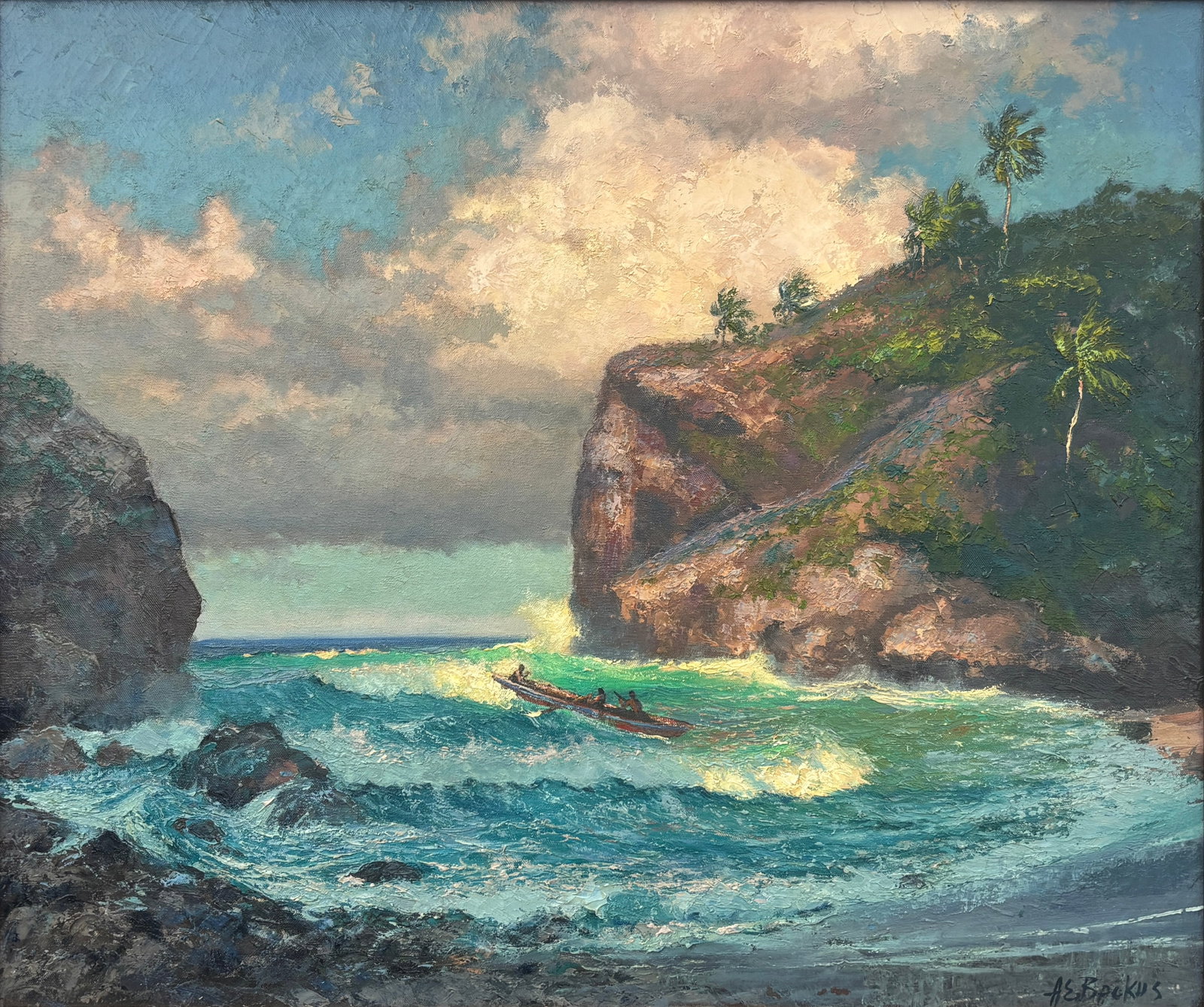 A.E. Backus, Florida Highwaymen Related Painting, 25 x 30 — Through the Azure at Dragon’s Head (1 of 5)