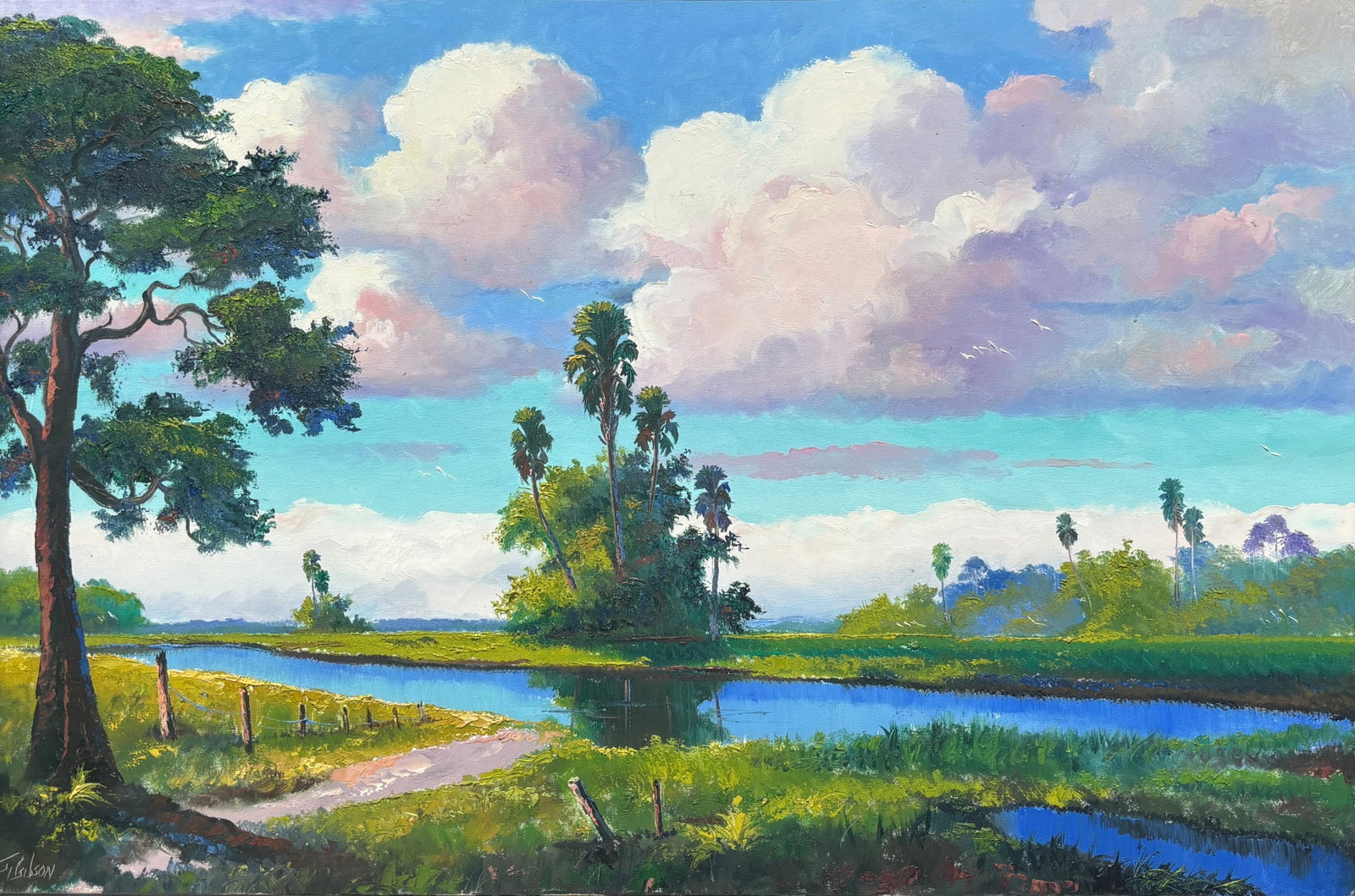 James Gibson, Florida Highwaymen Painting, 24 x 36 — Down by the Water (1 of 5)