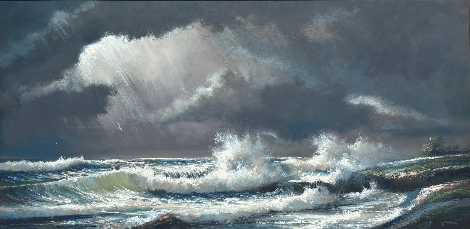 Harold Newton, Florida Highwaymen Painting, 24 x 48 — Some Like It Stormy (1 of 5)