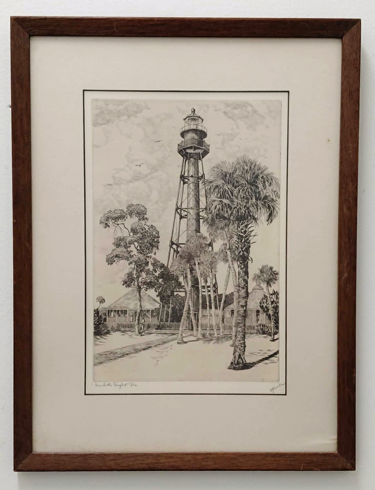 W.R. Locke Signed Etching 'Andote Lighthouse' - 2