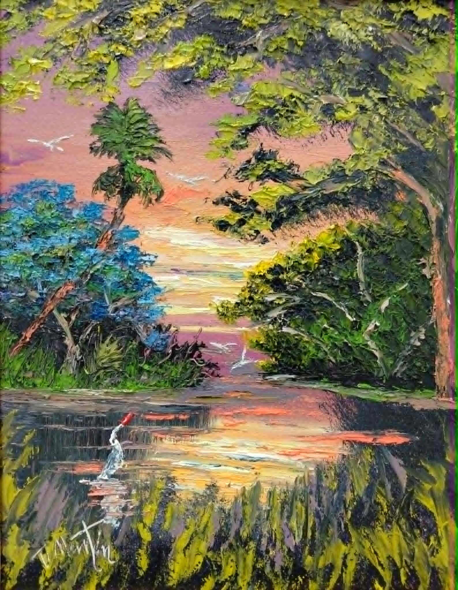 Todd Martin Highwaymen legacy Painting 14x11 'Backwater Colors' (1 of 4)