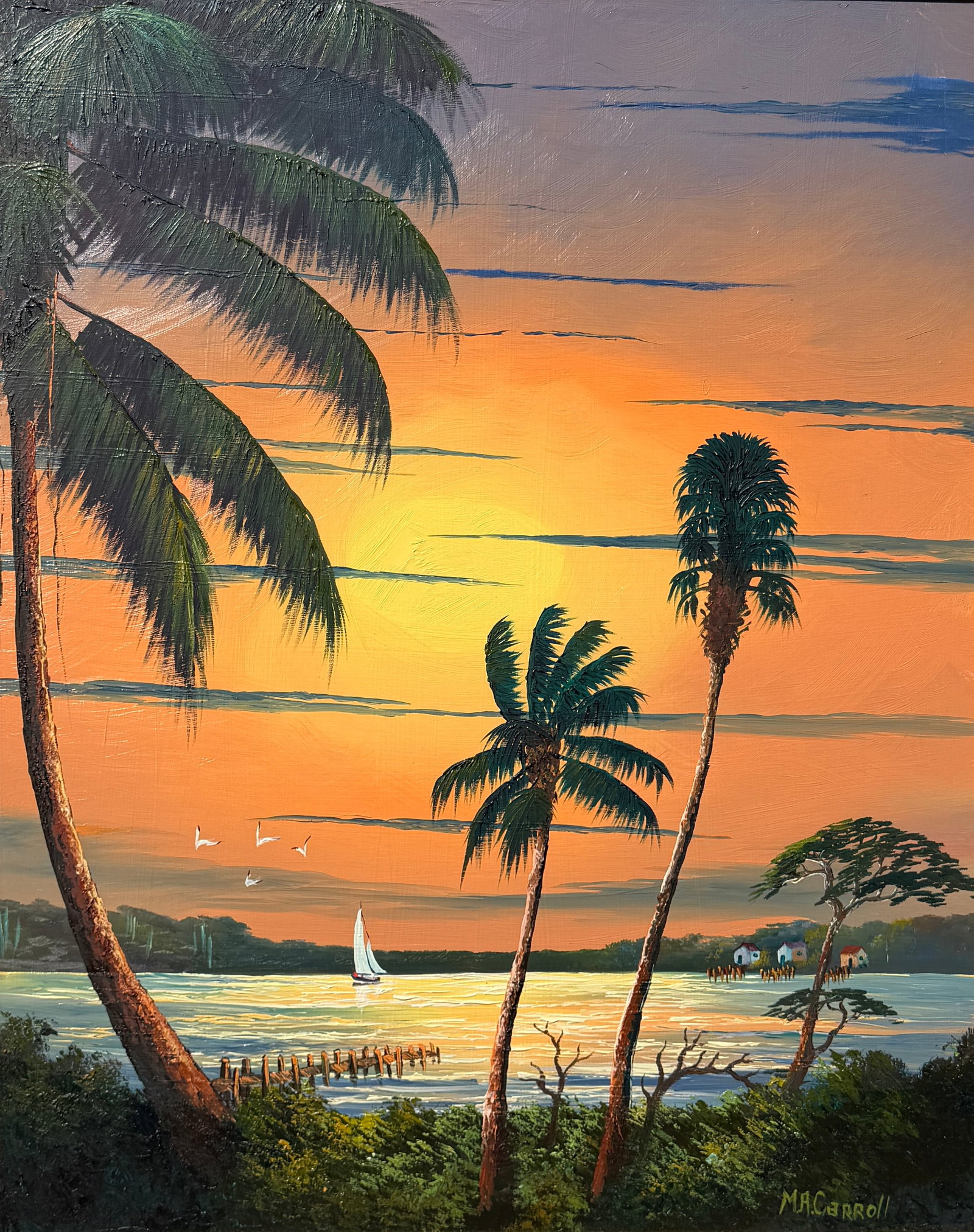 Mary Ann Carroll Florida Highwaymen Painting 30 x 23.5 Wisps Before Nightfall (1 of 5)