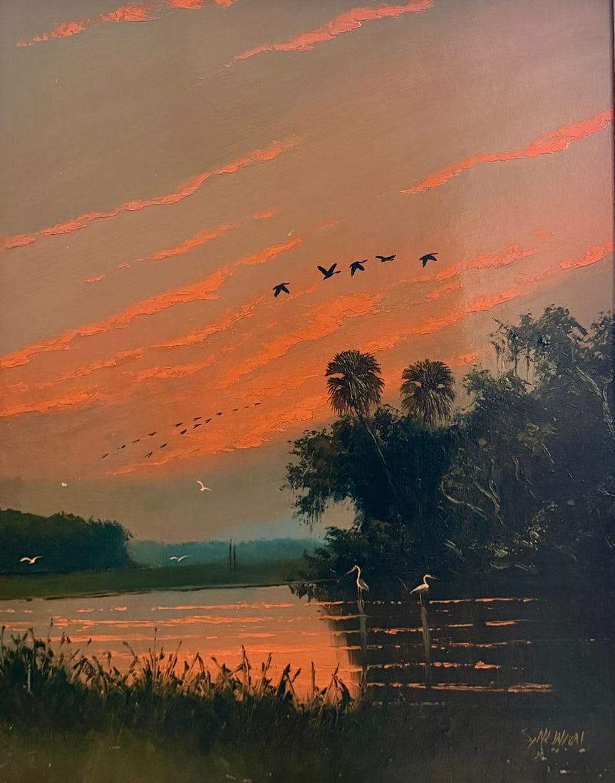 Sam Newton Florida Highwaymen Painting 29 x 22.5 Twilight Flight (1 of 5)