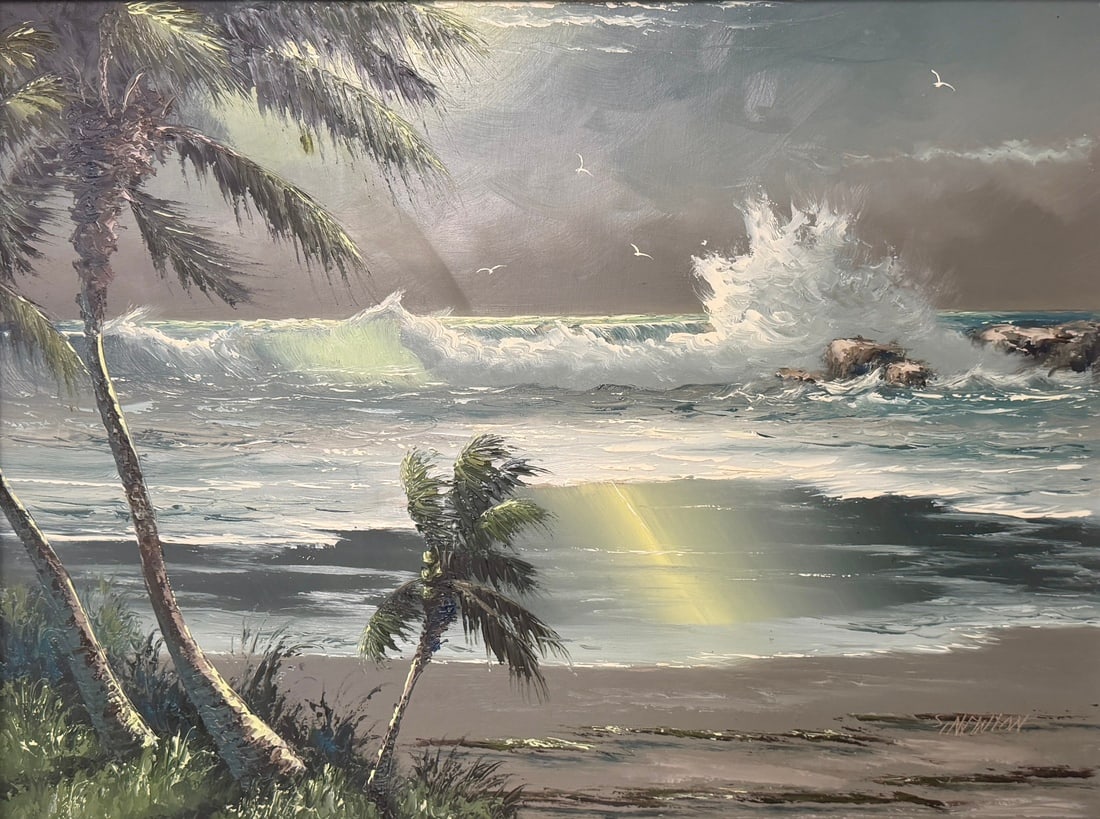 Sam Newton Florida Highwaymen Painting 17.5 x 23.5 Moonlight Cut Through the Tempest (1 of 5)