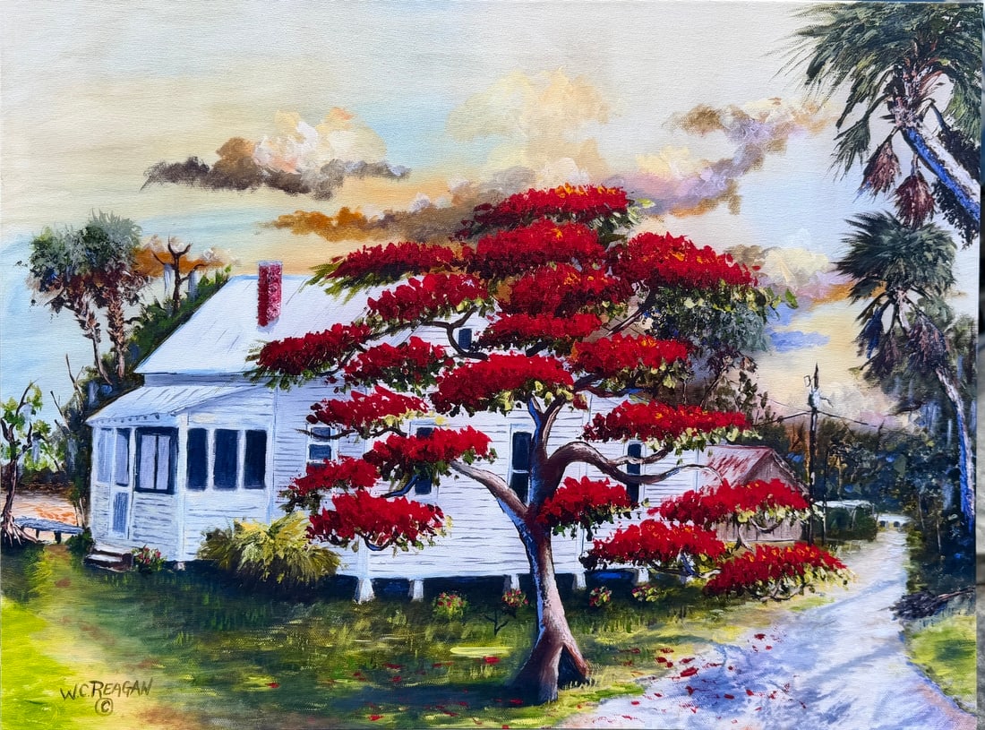 W C Reagan Signed Giclee Pair 18 x 24 Old Florida Homesteads (1 of 4)