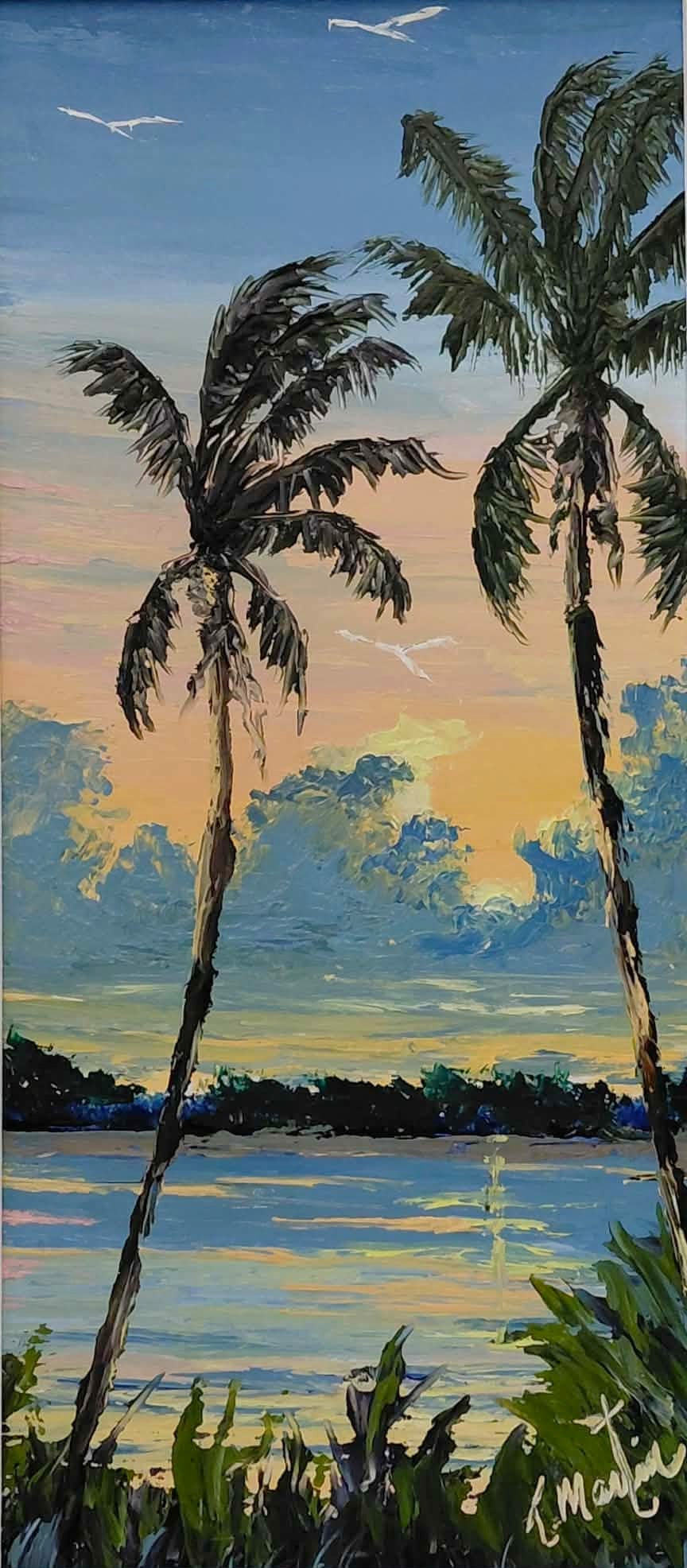 Todd Martin Highwaymen Legacy Paintings 17x8 'Twin Palms' (1 of 4)