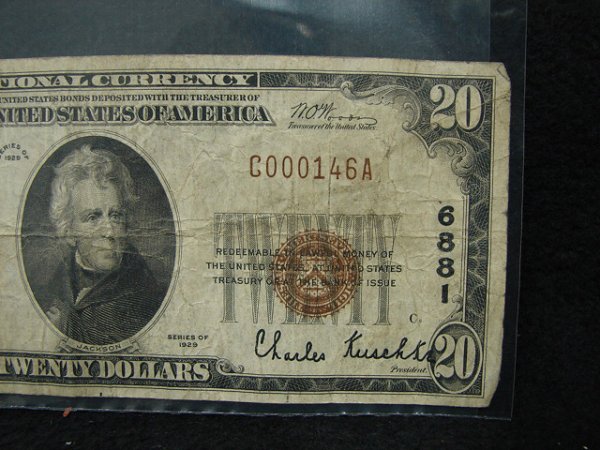 1929 $20 U.S. NATIONAL CURRENCY NOTE. - 3