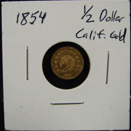 1854 1 2 Dollar California Gold Coin Nov 14 2008 Jos C O Neal Inc Auctioneers Appraisers In De