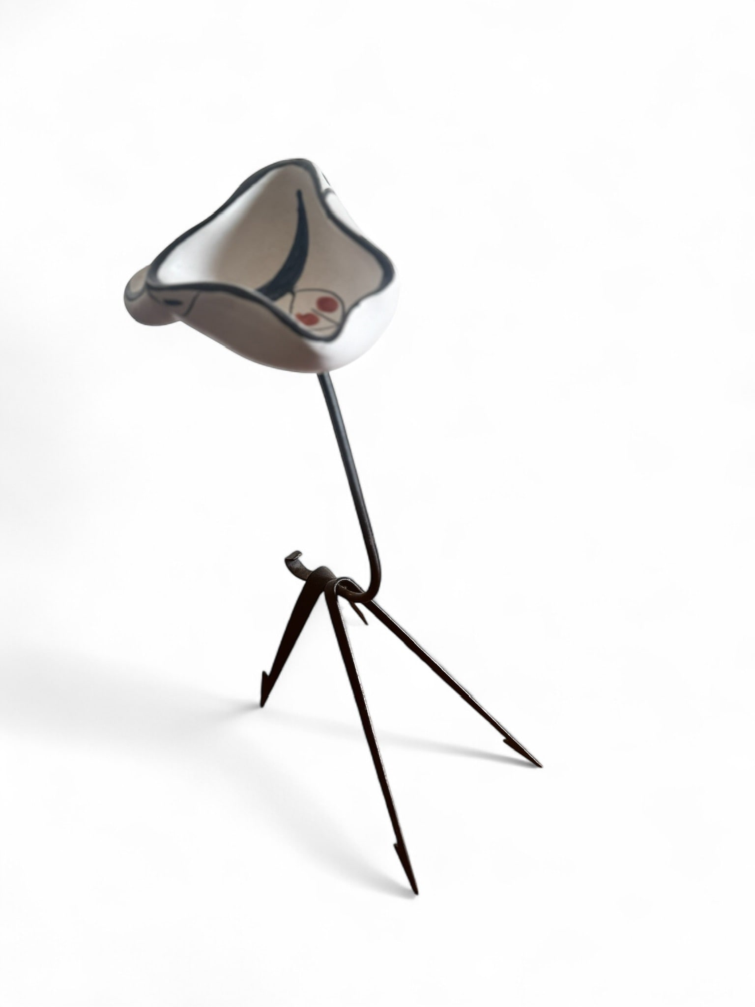 Roger CAPRON Bull Ashtray: Roger CAPRON (1922-2006)T4 - BullAshtray - SculptureEarthenware with polychrome enamels and black wrought iron Unsigned Date of creation: 1955-1965H 49,5 W 18 cmFrench ceramist Roger Capron (1922-2006