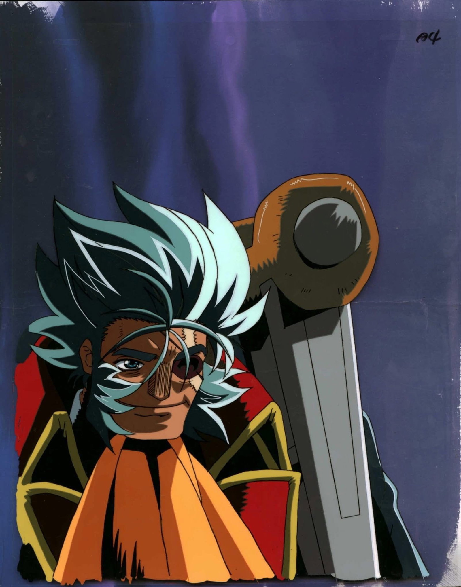Osamu Dezaki (?? ?) d’après l’oeuvre de Herman Melville .Hakugei: Legend of the Moby Dick: Osamu Dezaki (?? ?) d’après l’oeuvre de Herman Melville .Hakugei: Legend of the Moby Dick (?????).Ahab Ishmael Ali .Cellulo original exécuté à l’encre et à la gouache sur fond gouaché.Prod