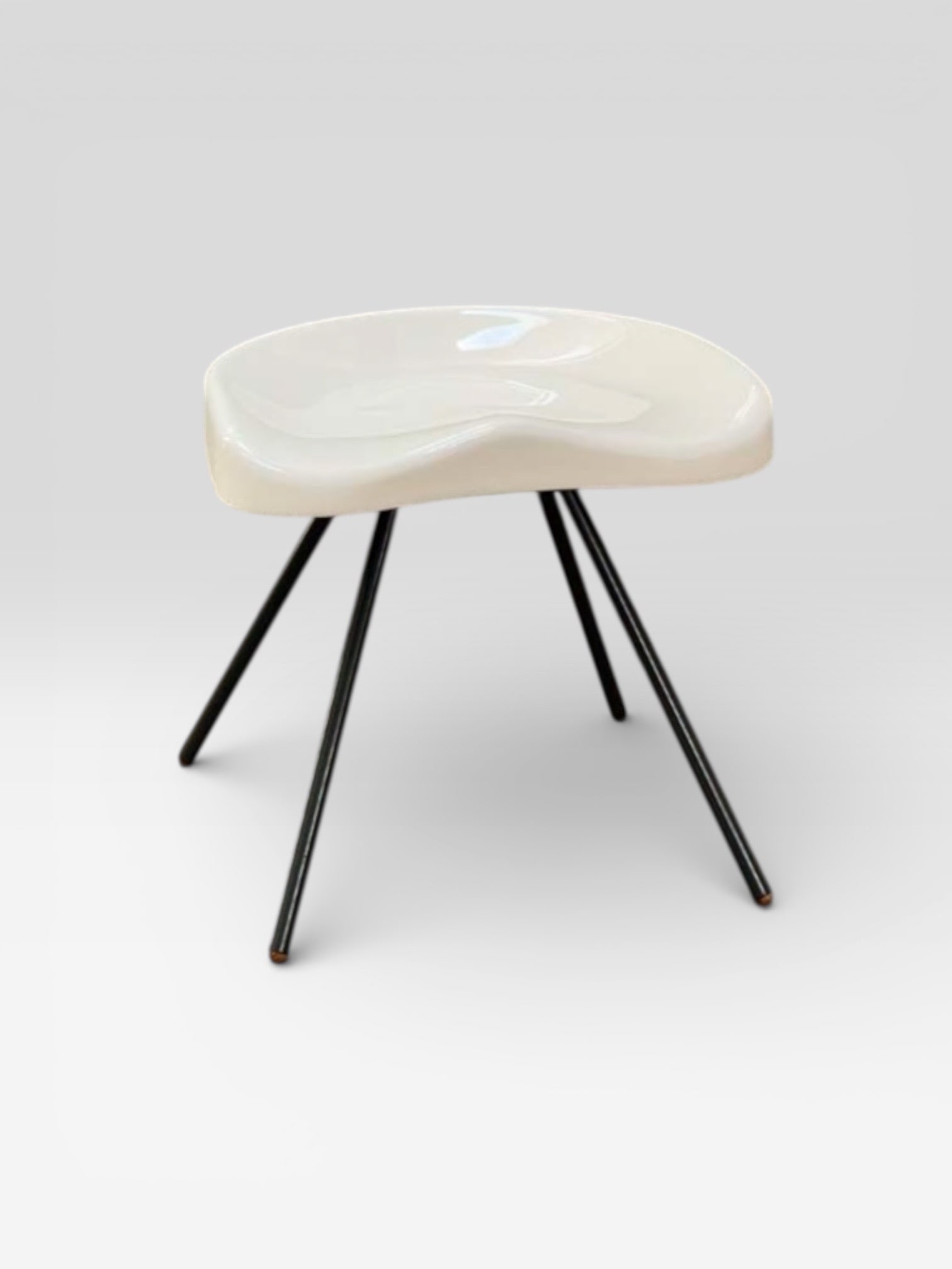 Jean Prouvé G-Star 307 Stool Metal and fiberglass 2011 re-edition of a 1950 model H45 W45 D45 cm (1 of 10)