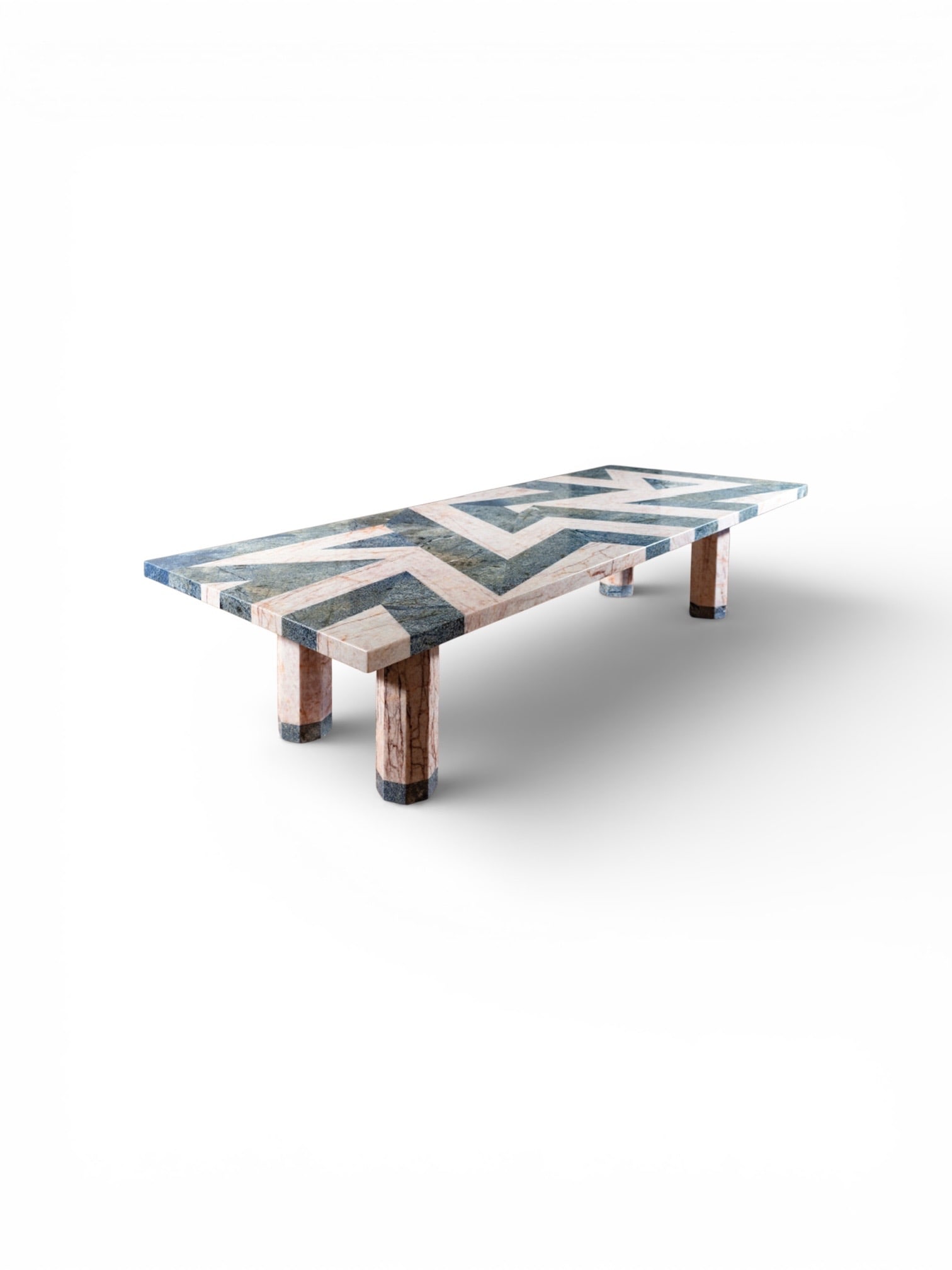 * Alessandro MendiniOldaTableCristal rose et Azul Bahia poli Edition Cleto MunariSignéeH74 L300 (1 of 5)