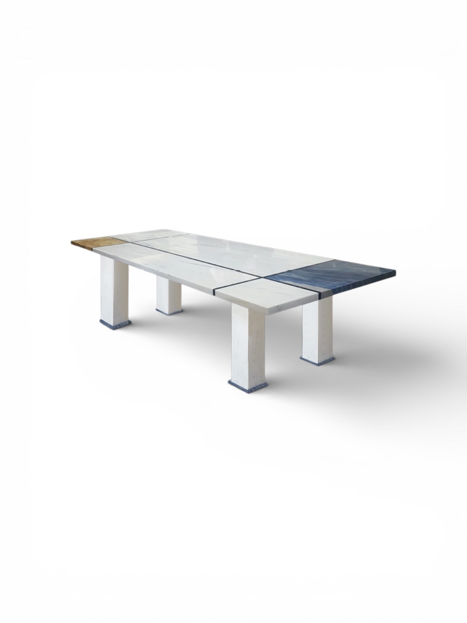 * Cleto MunariPiet TableMarbre Pentélique brossé et marbres polychromes Edition Cleto (1 of 3)