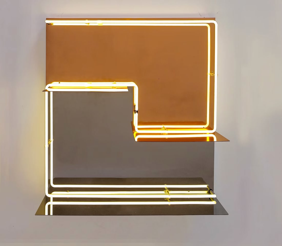 * Paolo Giordano & Ouwen MoriQuadri LuminosiInstallation lumineusePlaques en acier super-miroir, (1 of 4)