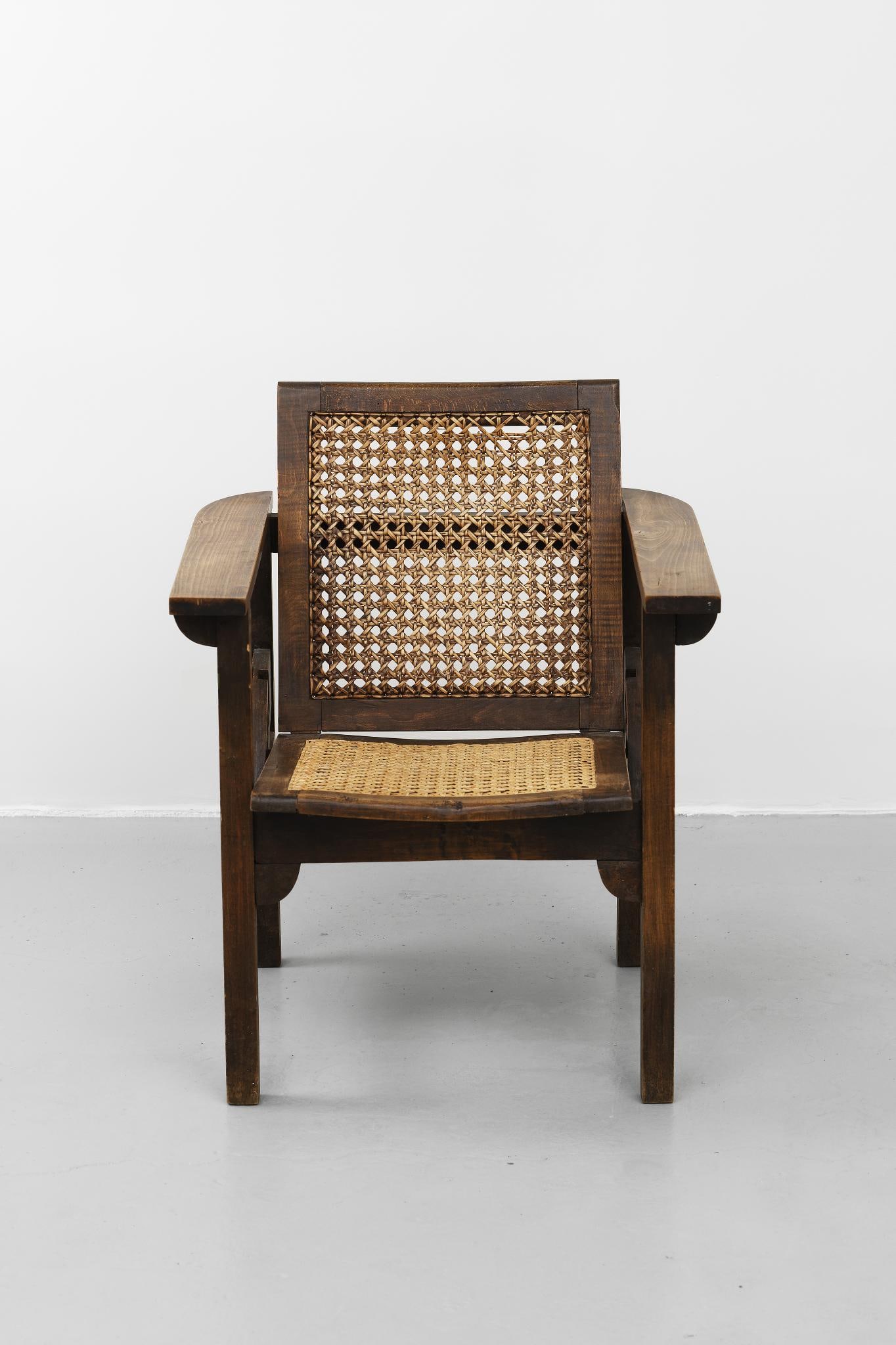 Pierre Dariel.Hendaye .Fauteuil .Chêne et canage.Date de création : vers 1930.H75 L74 P64 (1 of 4)