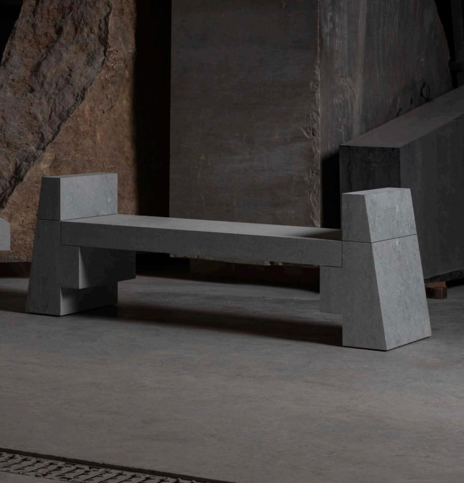 *Studio Khachatryan - state A .Banc .Sculpté en Pierre Bleue massive.Date de création : 2024.H50: *Studio Khachatryan - state A Banc Sculpté en Pierre Bleue massiveDate de création : 2024H63 L90 P39 cmÉdition limitée à 12 exemplaires TVA supplémentaire à 5,5%Une série de chaises et de banc