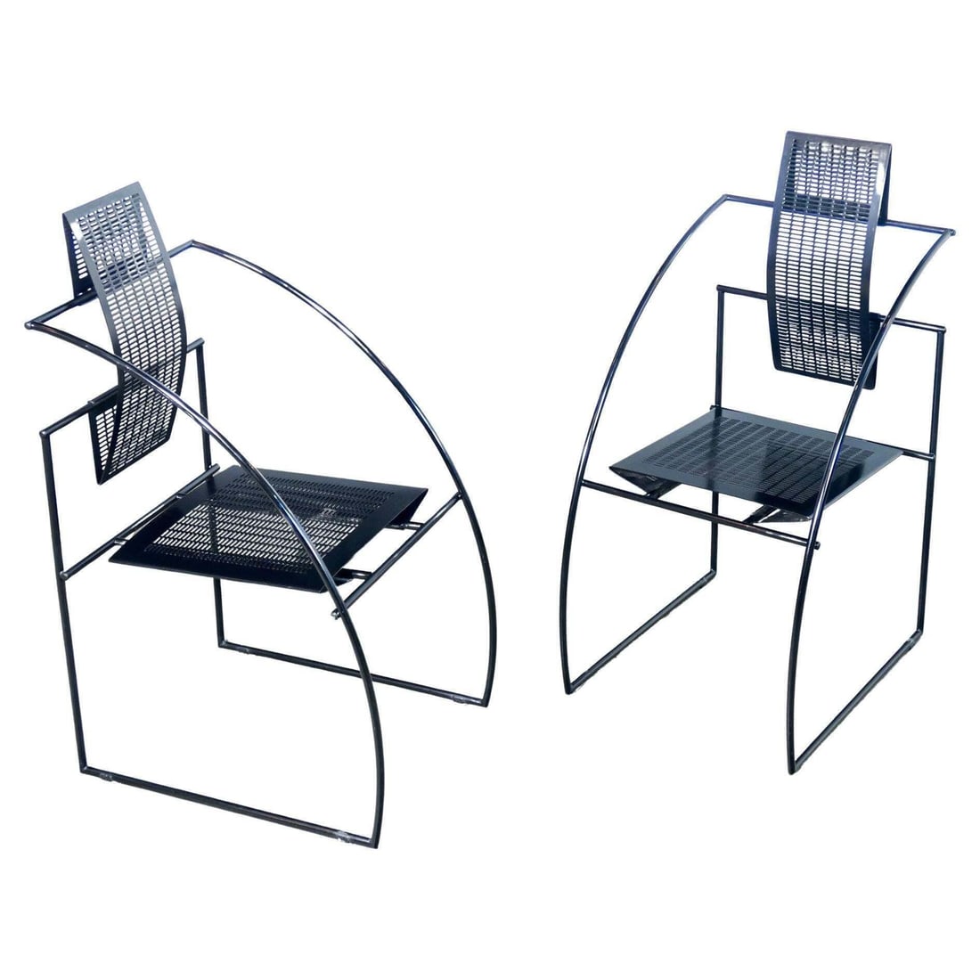 Mario Botta (1943).Paire de chaises « Quinta » .Acier tubulaire laqué noir, acier (1 of 2)