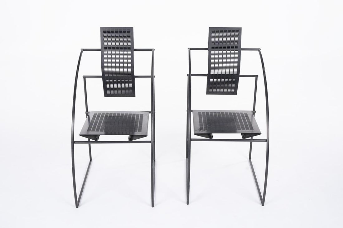 Mario Botta (1943).Paire de chaises « Quinta » .Acier tubulaire laqué noir, acier (1 of 2)