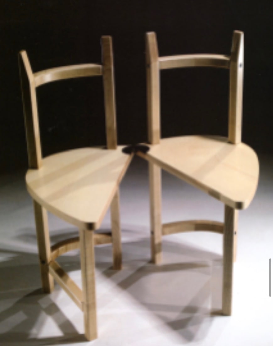 Riccardo Dalisi .Sedia a compasso.Chaise.Bois.Prototype, pièce unique .Réalisée par Mazzocca (1 of 1)