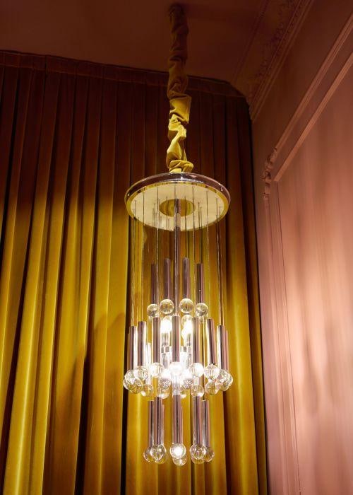 Gaetano Sciolari (1927-1994) Ceiling Lamp Glass sphere and steel structure Date of creation: 1970s H - 2