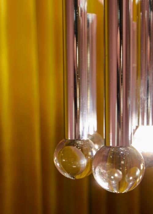 Gaetano Sciolari (1927-1994) Ceiling Lamp Glass sphere and steel structure Date of creation: 1970s H - 4