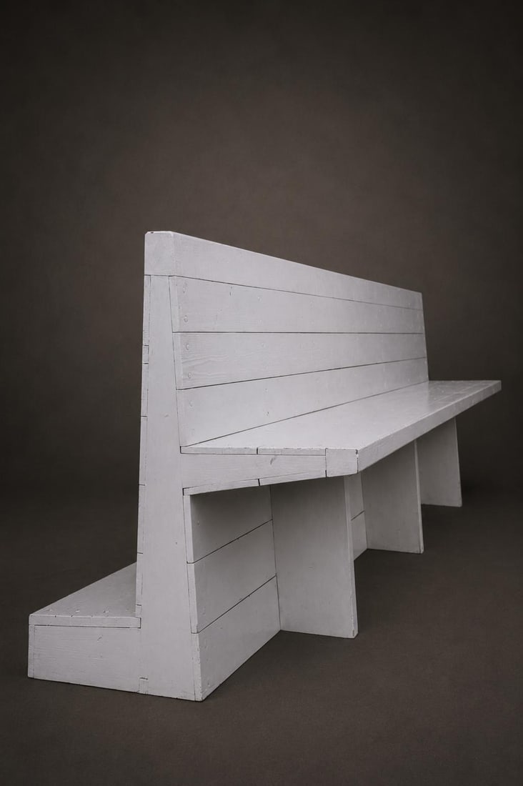 Dom Hans van der Laan & Jan de Jong (Ecole Bossche) Bench Wood Edition: Sint-Willibrorduskerk: Dom Hans van der Laan & Jan de Jong (Ecole Bossche)BenchWoodEdition: Sint-Willibrorduskerk church furnitureH86 W302 D67 cmAn exceptional and rare bench, designed by Dutch Benedictine monk and
