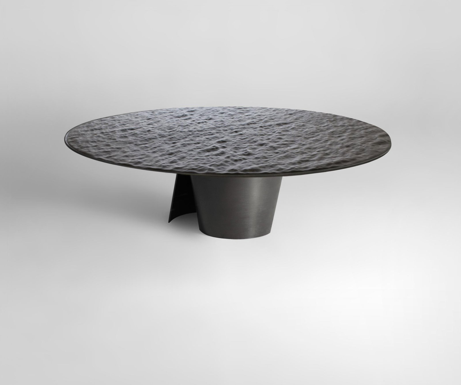 Damien Gernay Black Sea Coffee Table Leather and weathered steel Signed Year created: 2016 H36.5: Damien GernayBlack SeaCoffee TableLeather and weathered steelSignedYear created: 2016H36.5 D120 cmThe Black Sea coffee table is inspired by the sea?both alluring and frightening?with its perpetual mot
