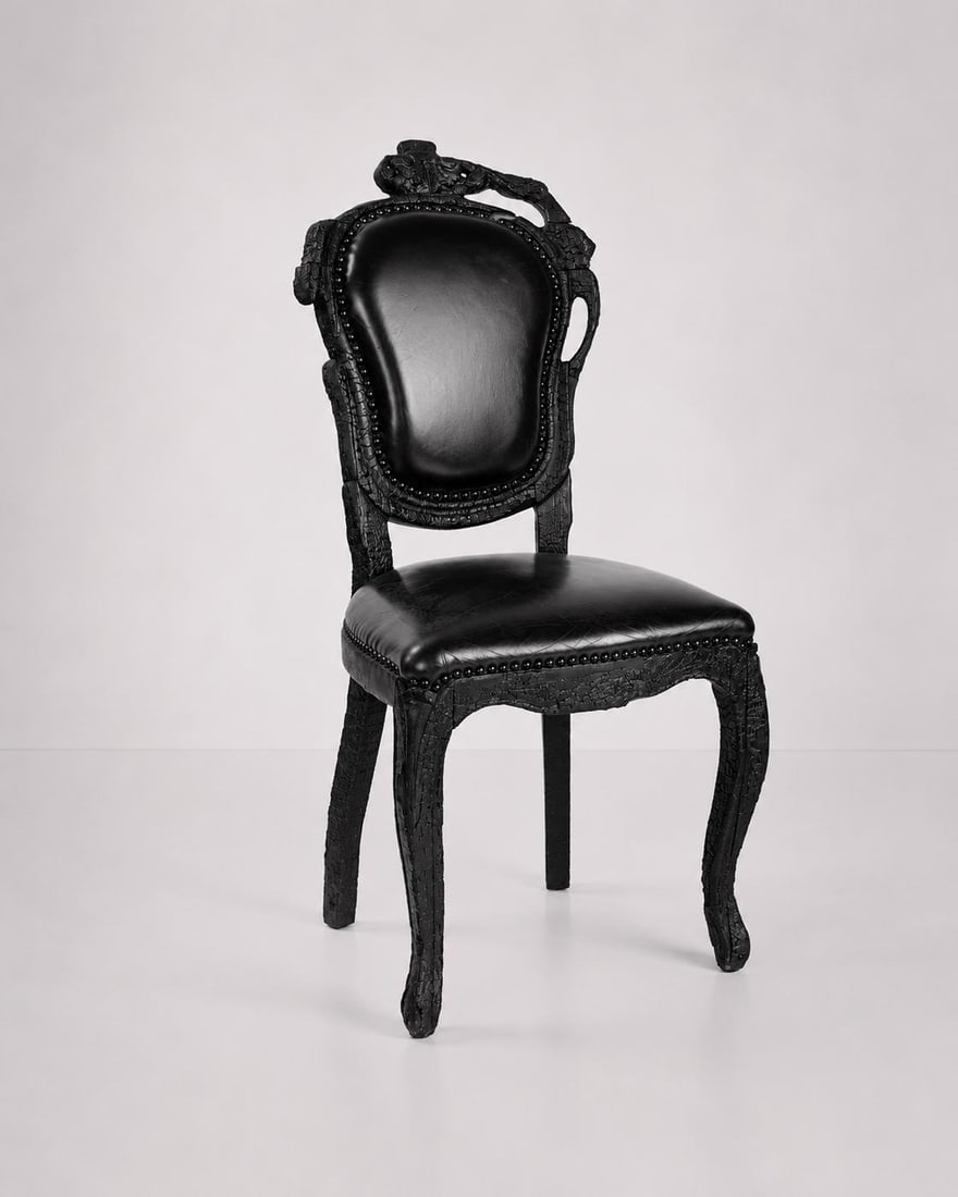 Maarten Baas (1978) Chair Smoke Series Charred wood, epoxy resin, and leather Year: 2002 H103: Maarten Baas (1978)Chair Smoke Series Charred wood, epoxy resin, and leather Year: 2002H103 W50.5 D56 cm Maarten Baas: Maarten Baas (1978) is a Dutch artist and designer who graduated from the Design