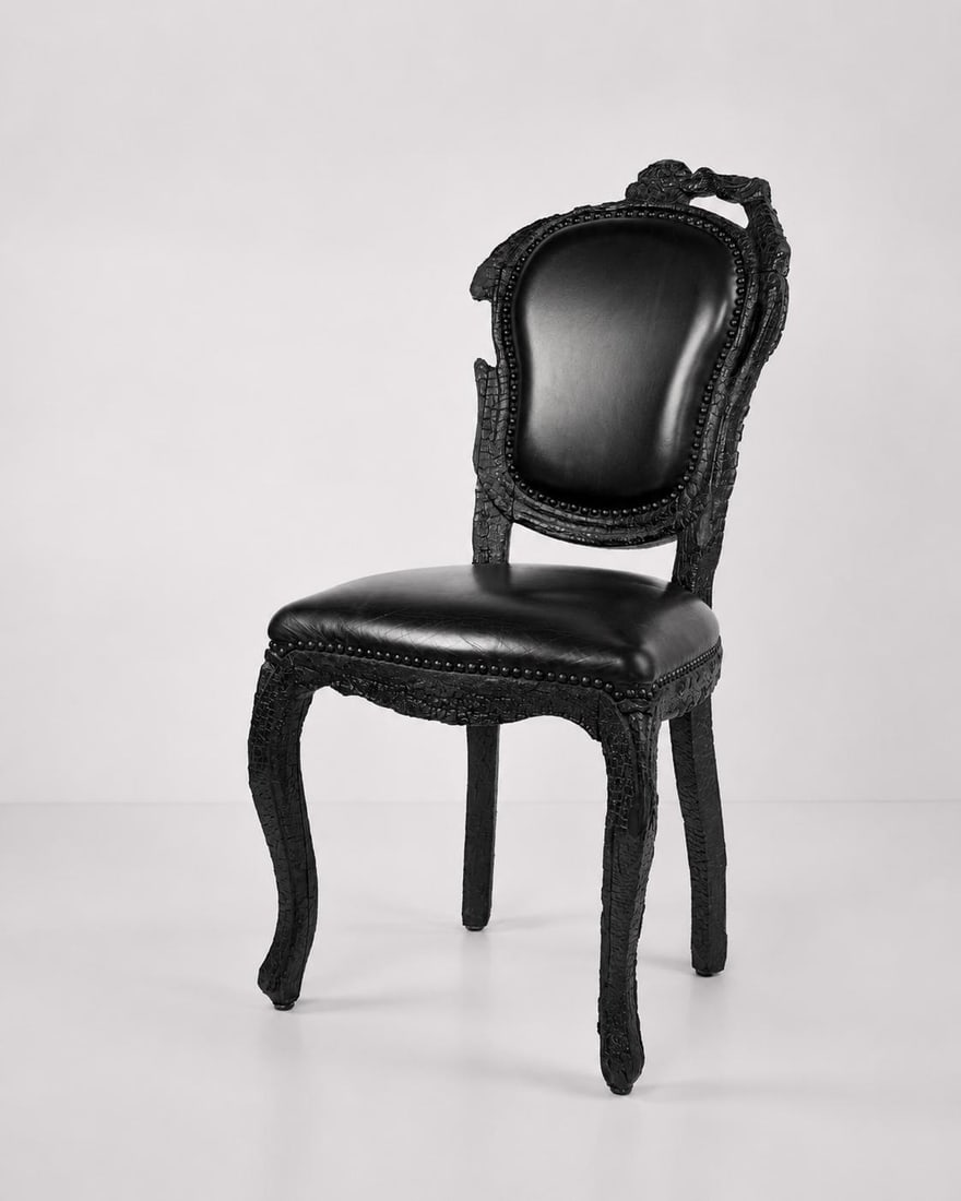 Maarten Baas (1978) Chair Smoke Series Charred wood, epoxy resin, and leather Year: 2002 H103: Maarten Baas (1978)Chair Smoke Series Charred wood, epoxy resin, and leather Year: 2002H103 W50.5 D56 cm Maarten Baas: Maarten Baas (1978) is a Dutch artist and designer who graduated from the Design