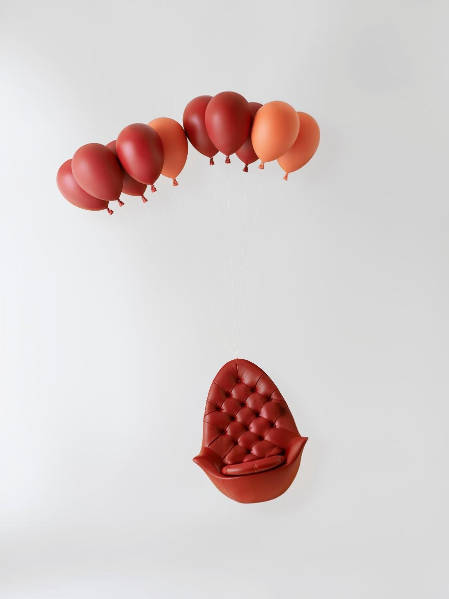 Satoshi Itasaka Balloon Chair FRP seat, leather, steel, urethane, FRP balloons, cable Year: 2014: Satoshi Itasaka Balloon ChairFRP seat, leather, steel, urethane, FRP balloons, cableYear: 2014H145 W50 D35 cm Satoshi Itasaka is a product and furniture designer who works under the name studio