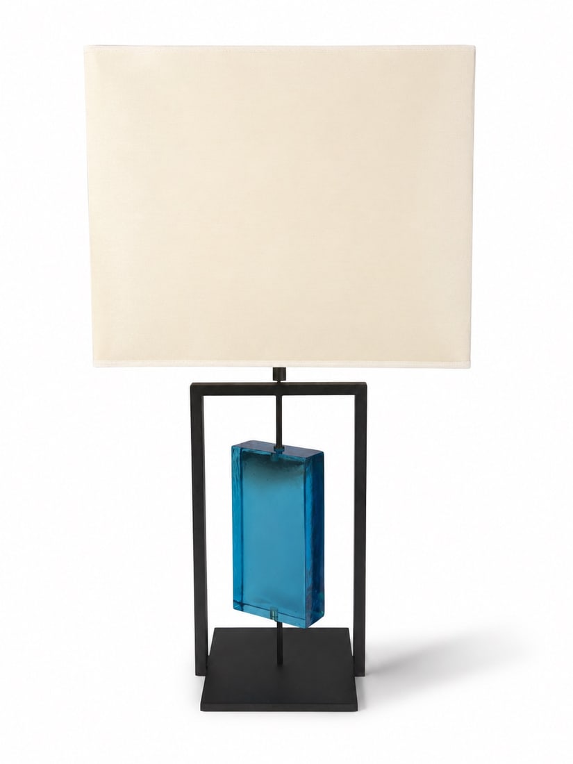 Roberto Giulio Rida (1943) Blackened brass and Murano glass Hand-carved cube One-of-a-kind piece H: Roberto Giulio Rida (1943)Blackened brass and Murano glassHand-carved cubeOne-of-a-kind pieceH 105 W 25 cm